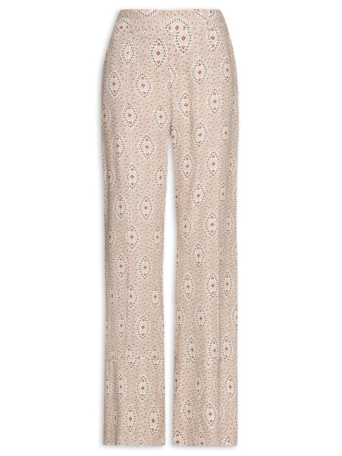 Calça Feminina Estampa Floral Jardim - Bege