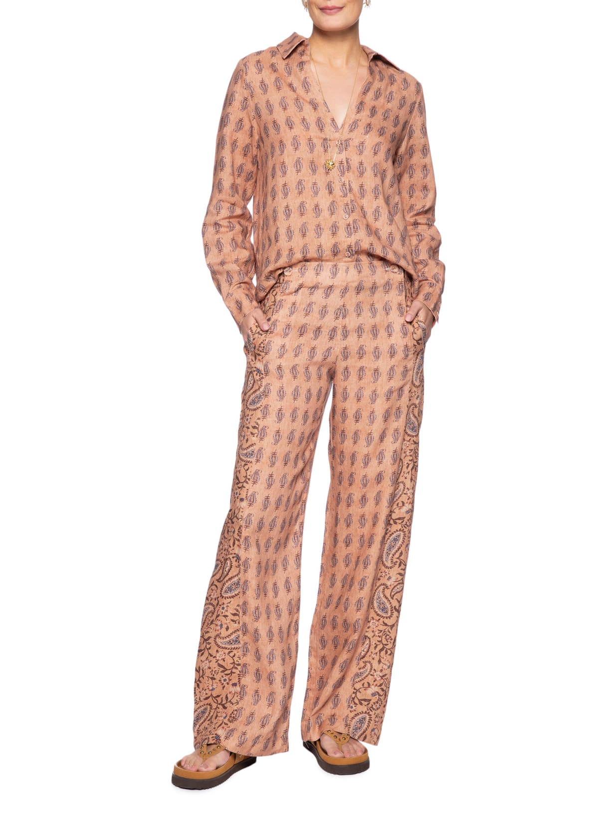 Calça Feminina Estampa Hippie Compose Ginger Rosa Maria Filó