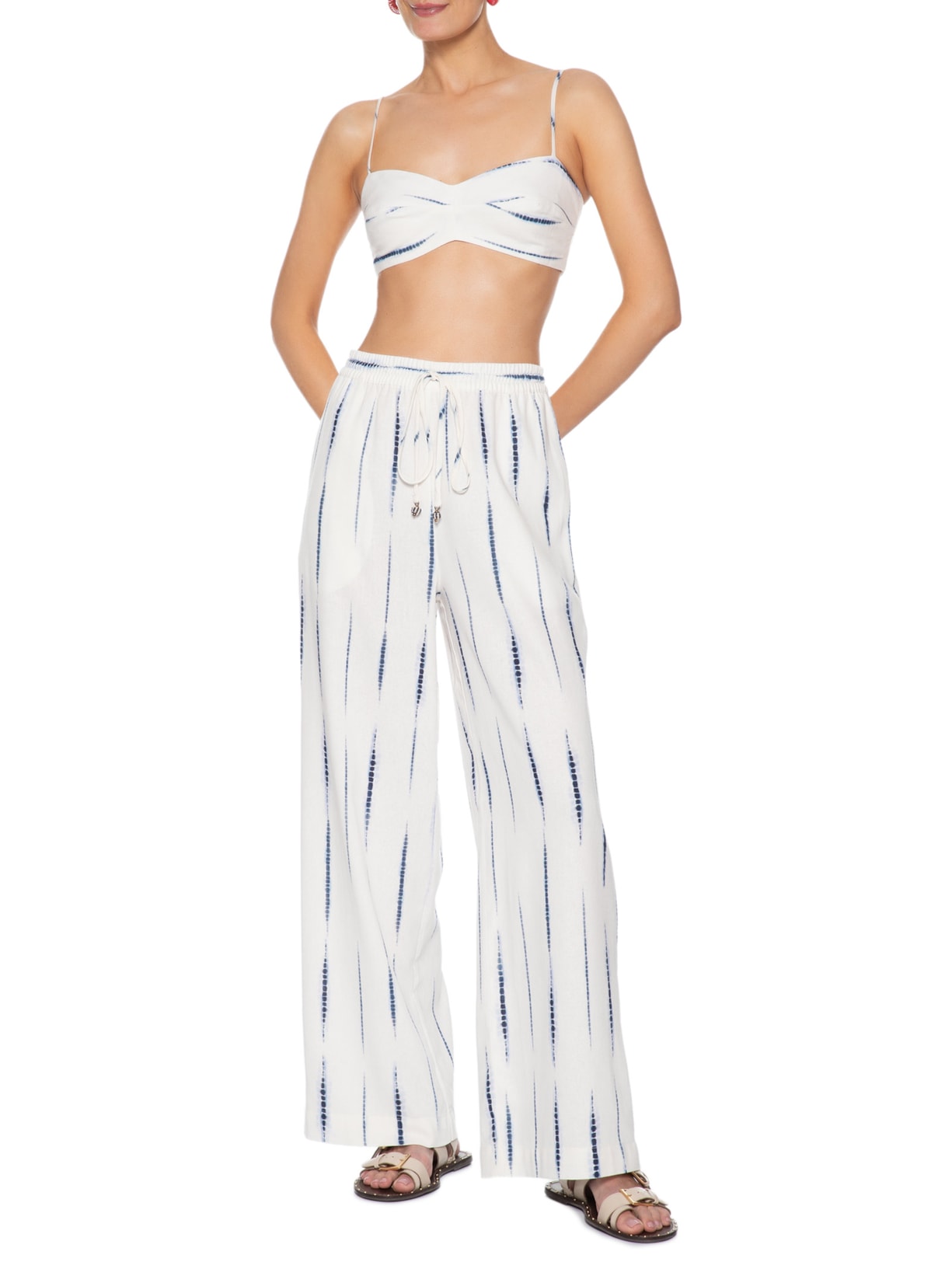 Calça Feminina Estampa Listra Tie Dye Branco Dress To