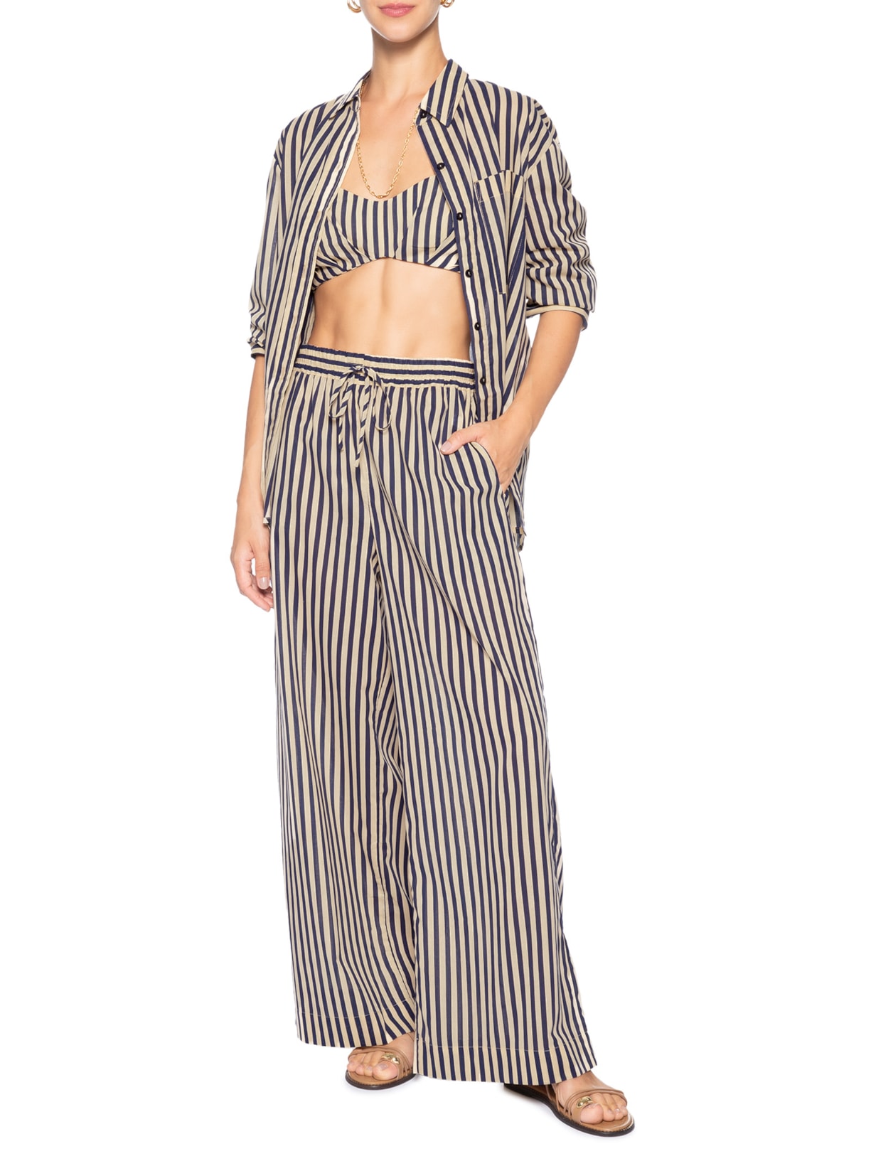 Calça Feminina Estampa Listra  – Preto Dress To