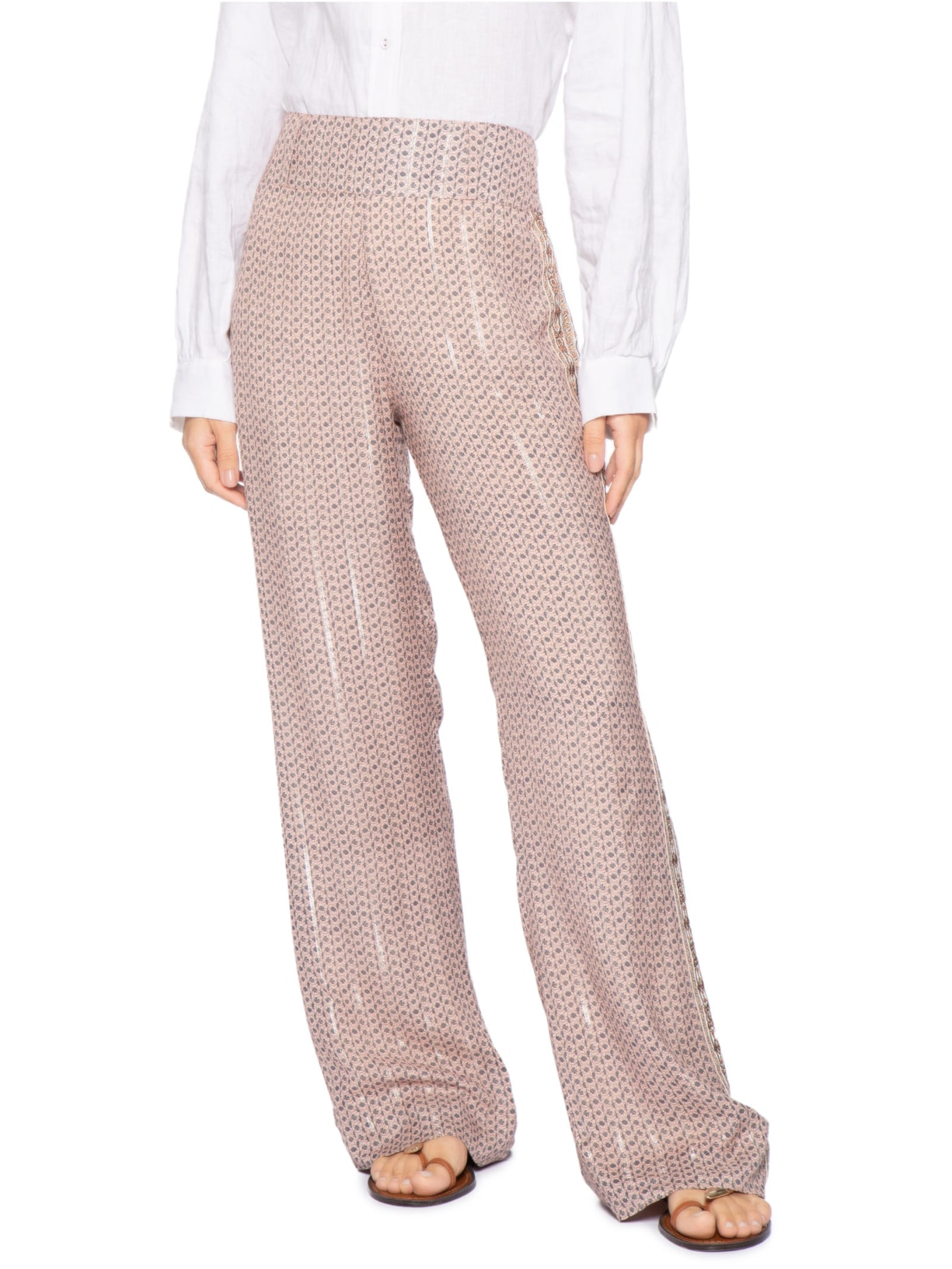 Calça Feminina Estampa Mini Flor Rosa Maria Filó