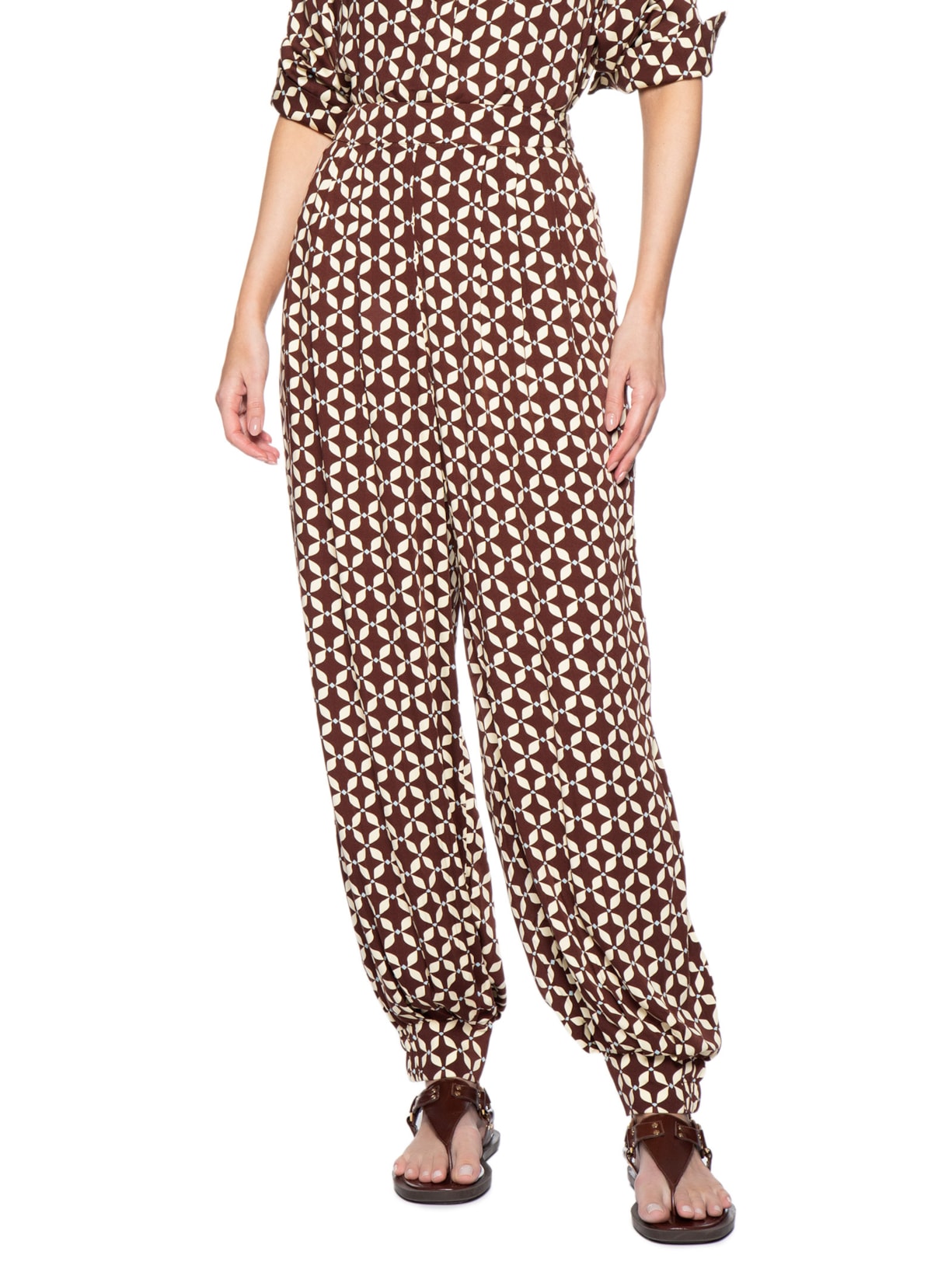 Calça Feminina Estampa Peixito Marrom Dress To