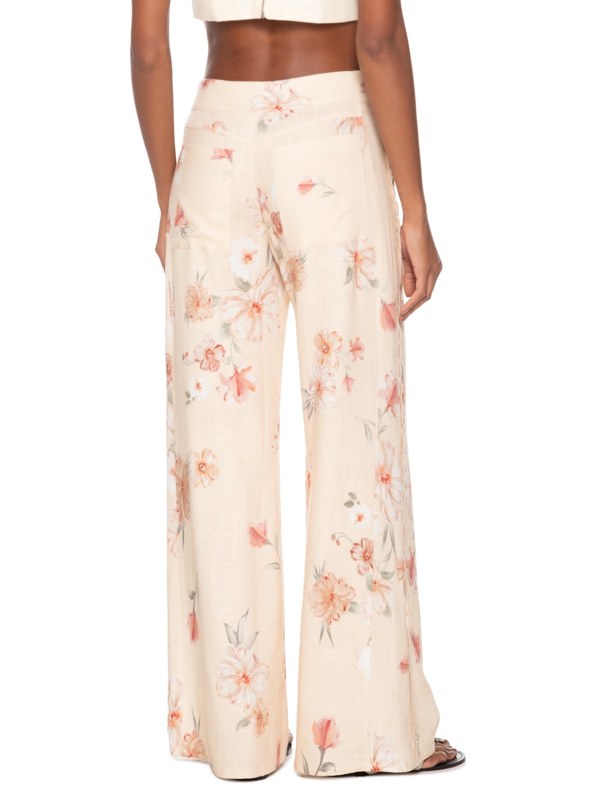 Calça Feminina Estampa Poppy Bege Maria Filó