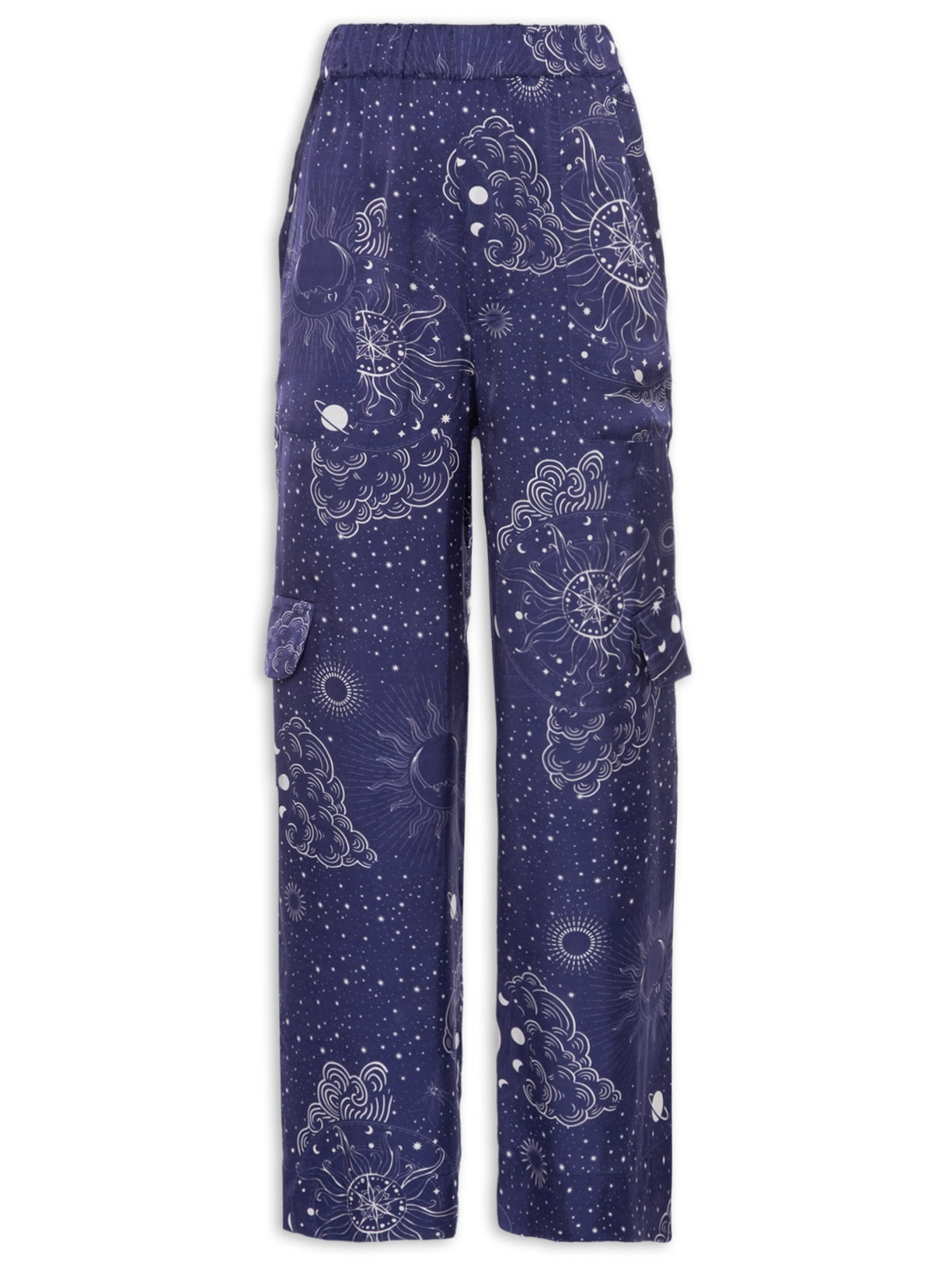 Calça Feminina Estampa Rotas - Azul