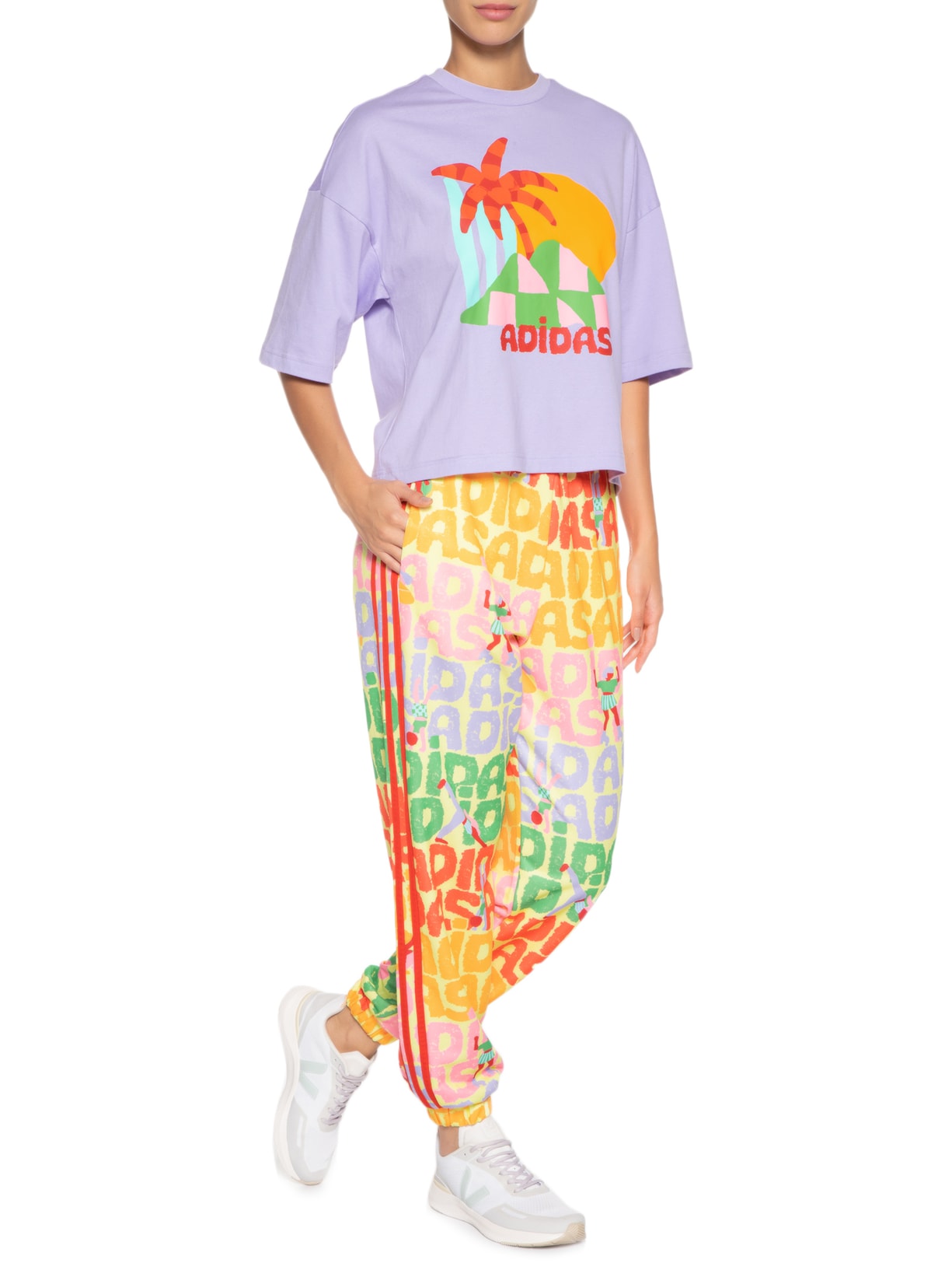 Calça Feminina Estampada Amarelo Adidas + Farm