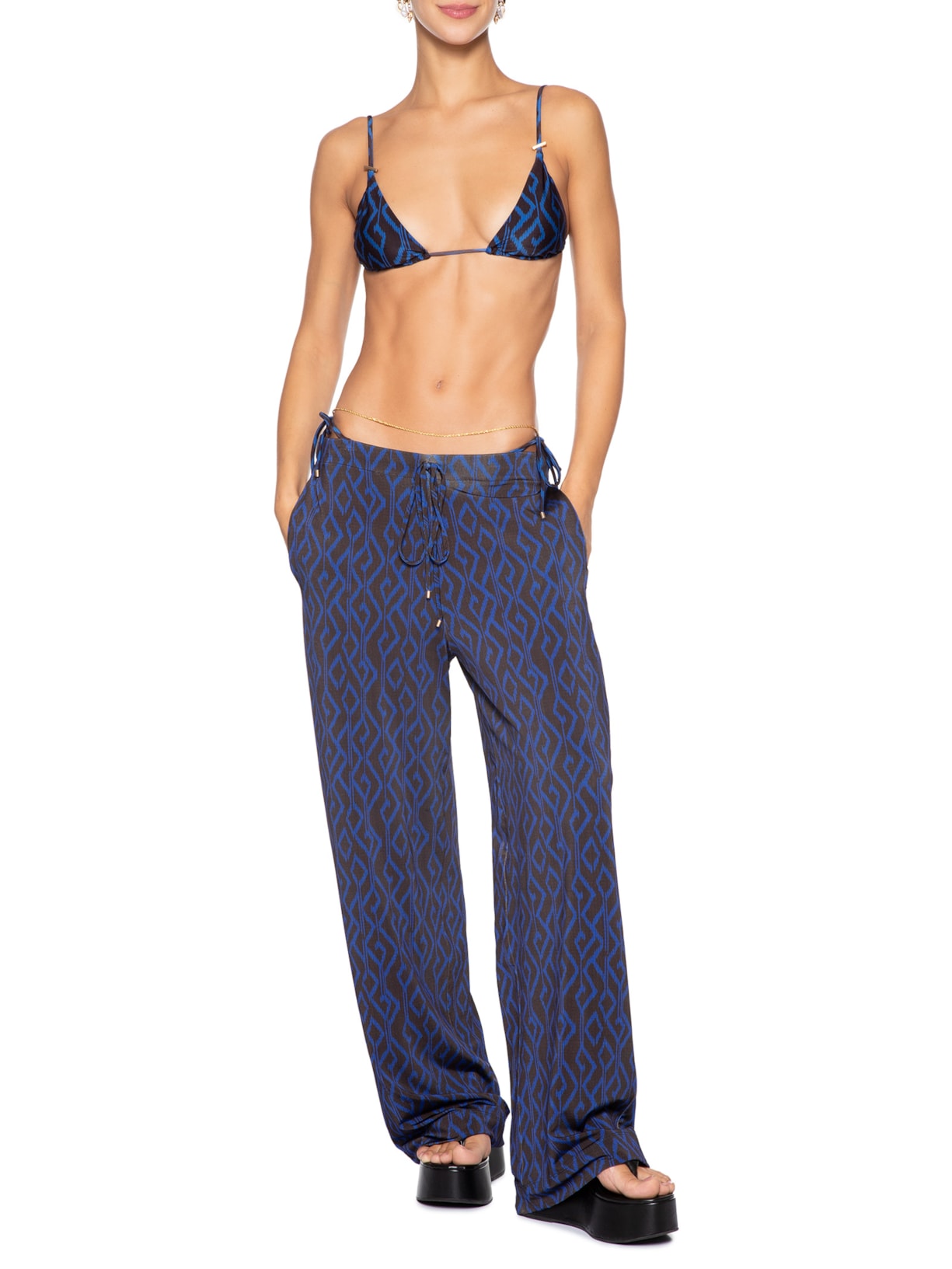 Calça Feminina Estampada Azul Cia Marítima