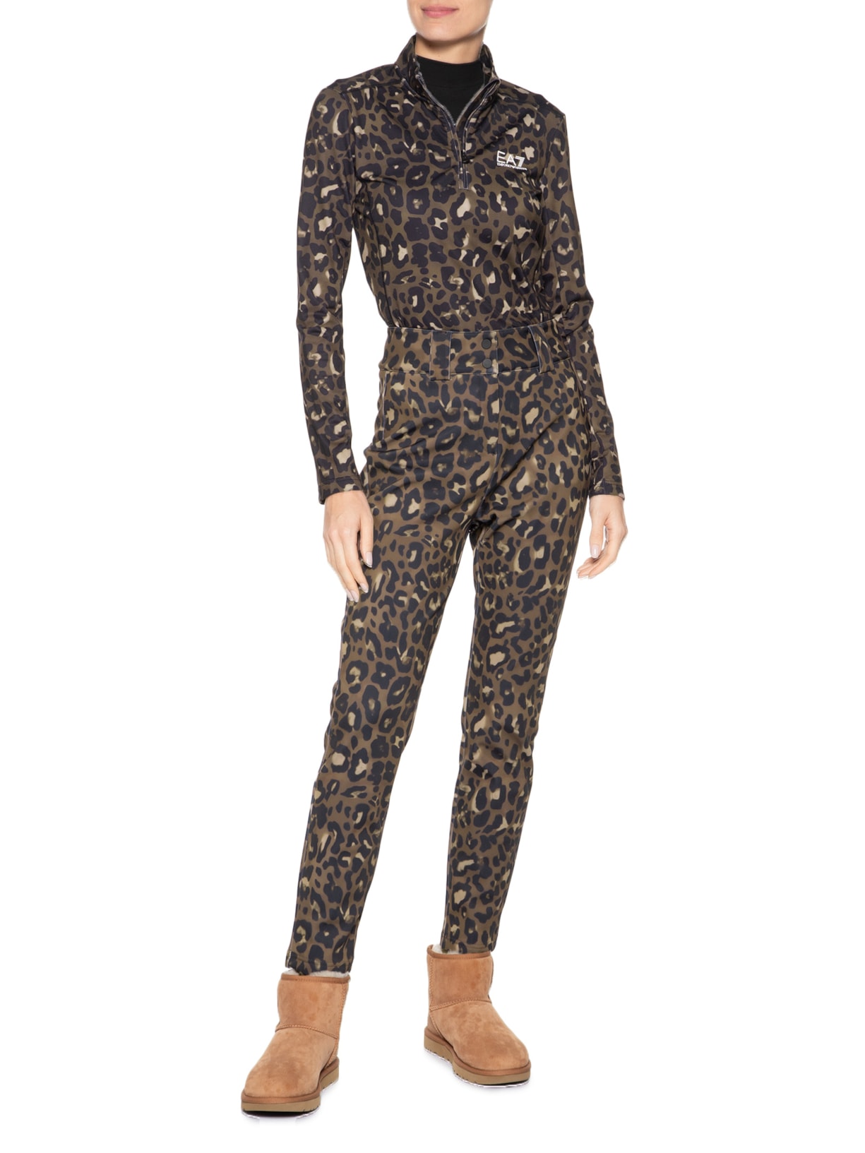 Calça Feminina Estampada Marrom Ea7 Emporio Armani