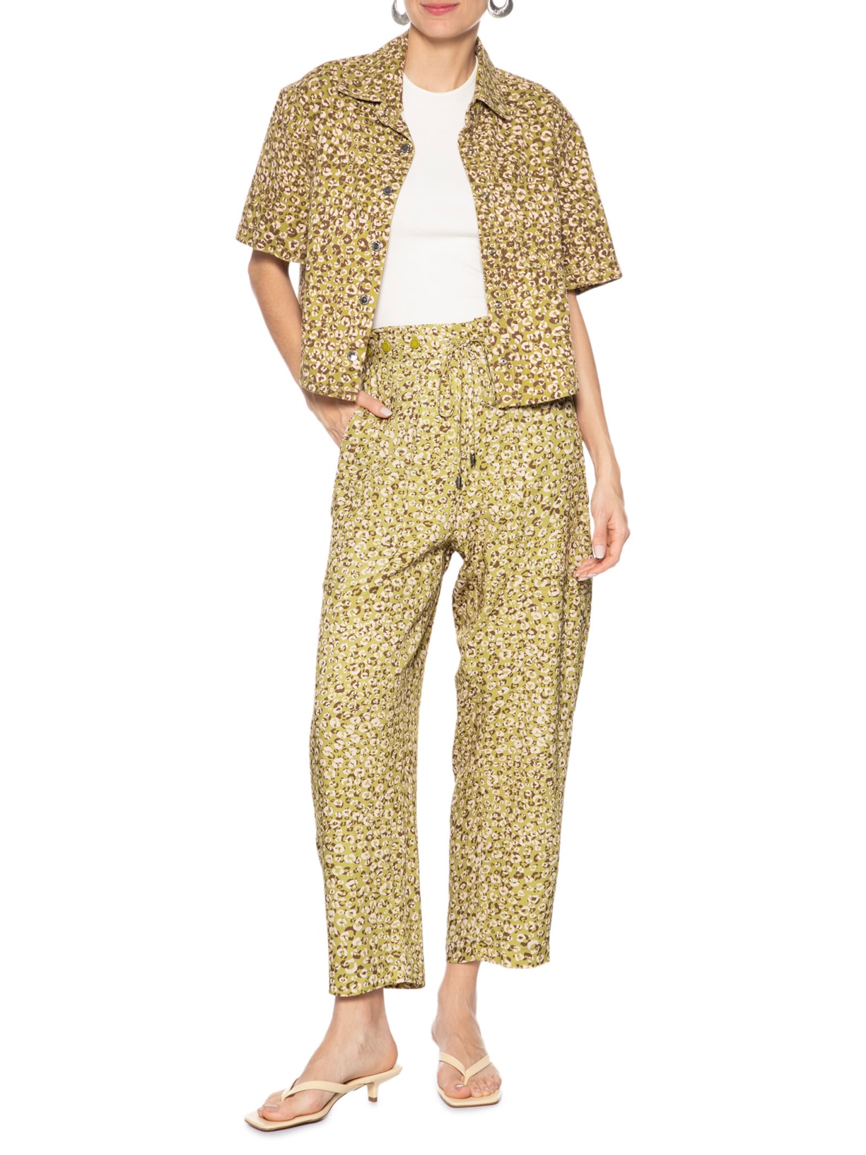 Calça Feminina Estampada Onça Duo Oasis Animal Print Animale Jeans