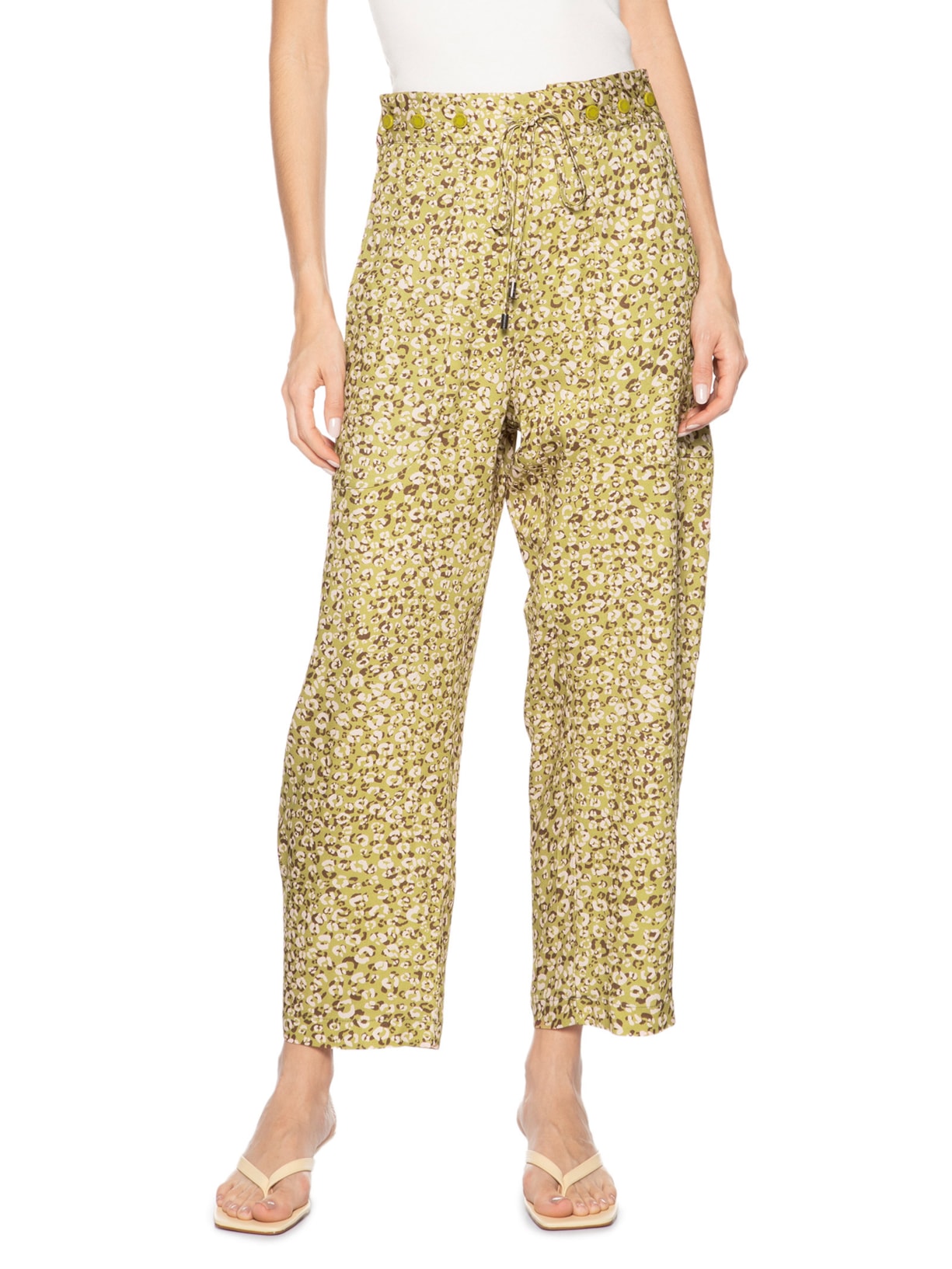 Calça Feminina Estampada Onça Duo Oasis Animal Print Animale Jeans