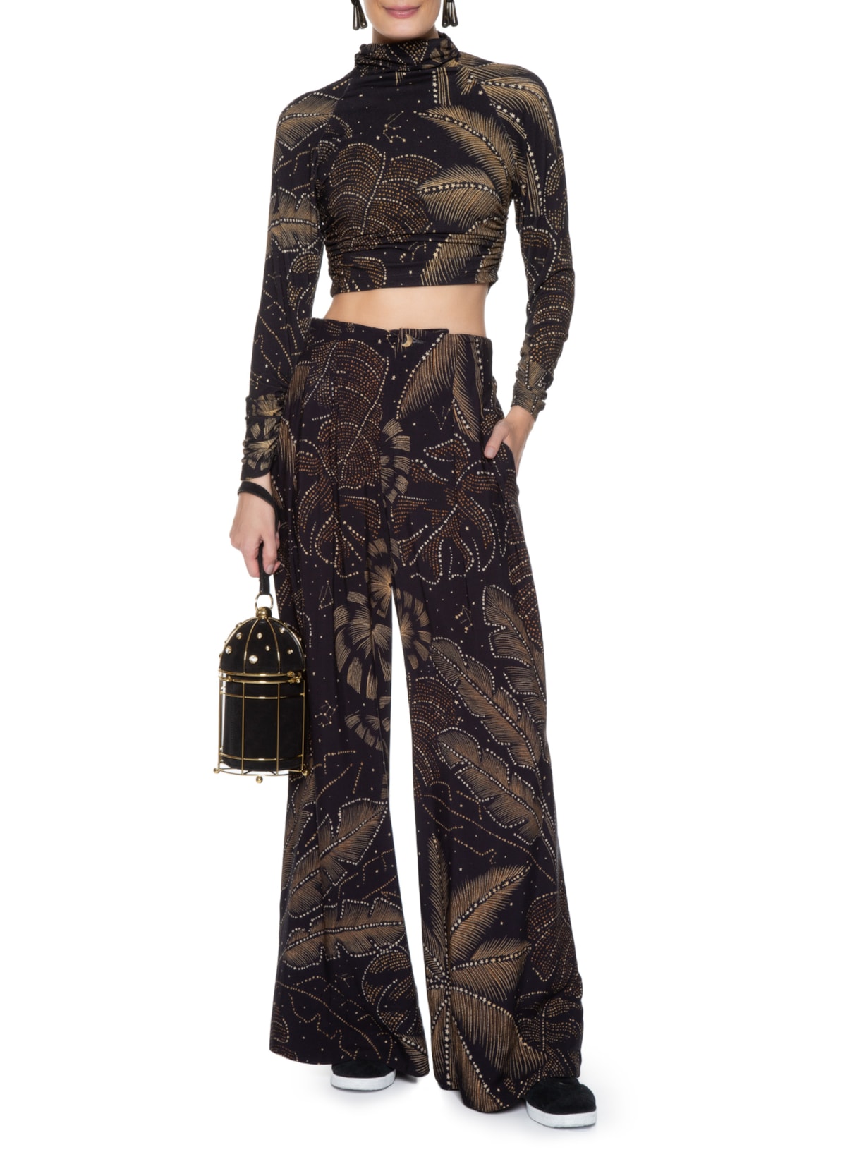 Calça Feminina Estrelada Preto Farm