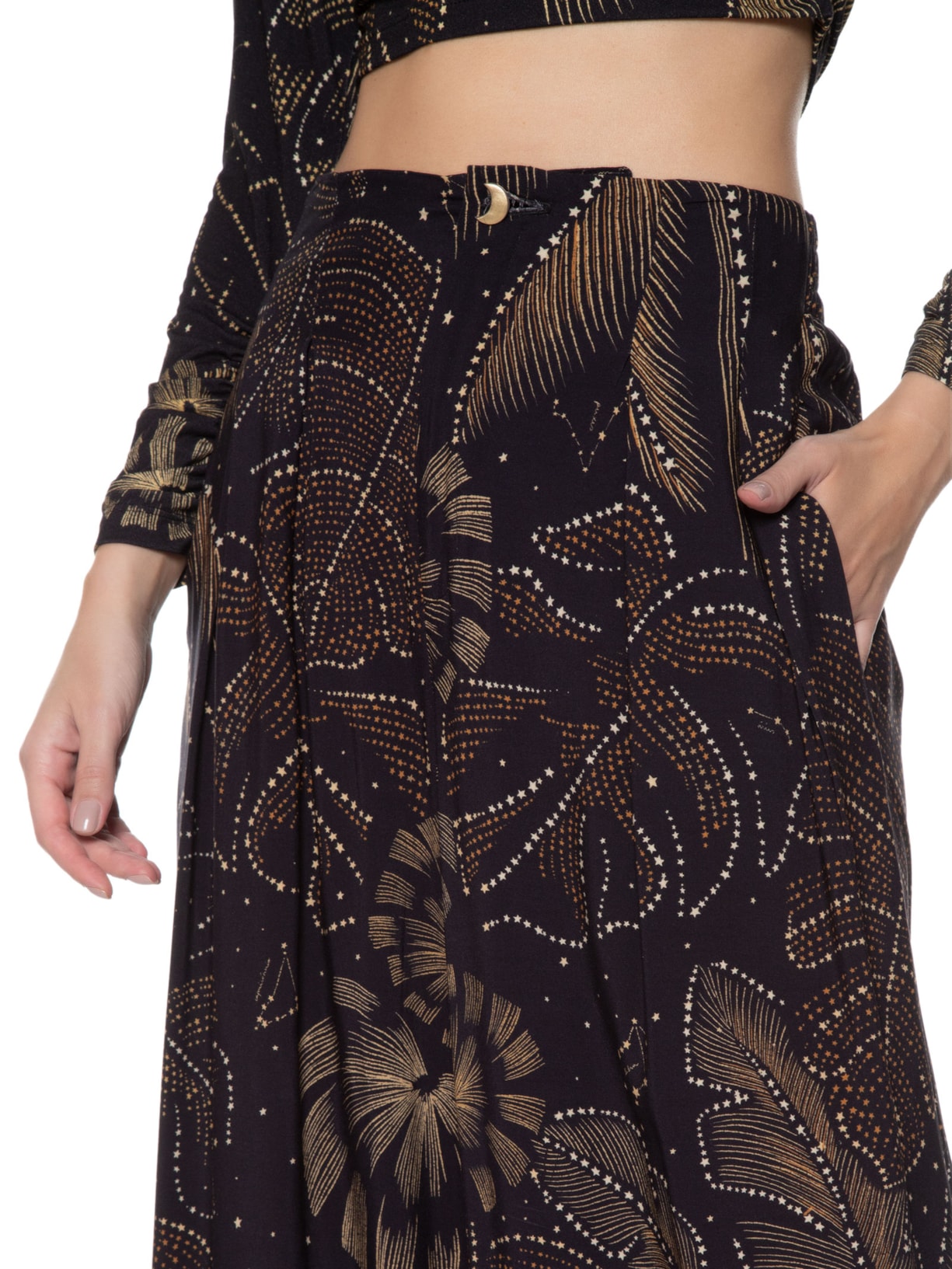 Calça Feminina Estrelada Preto Farm