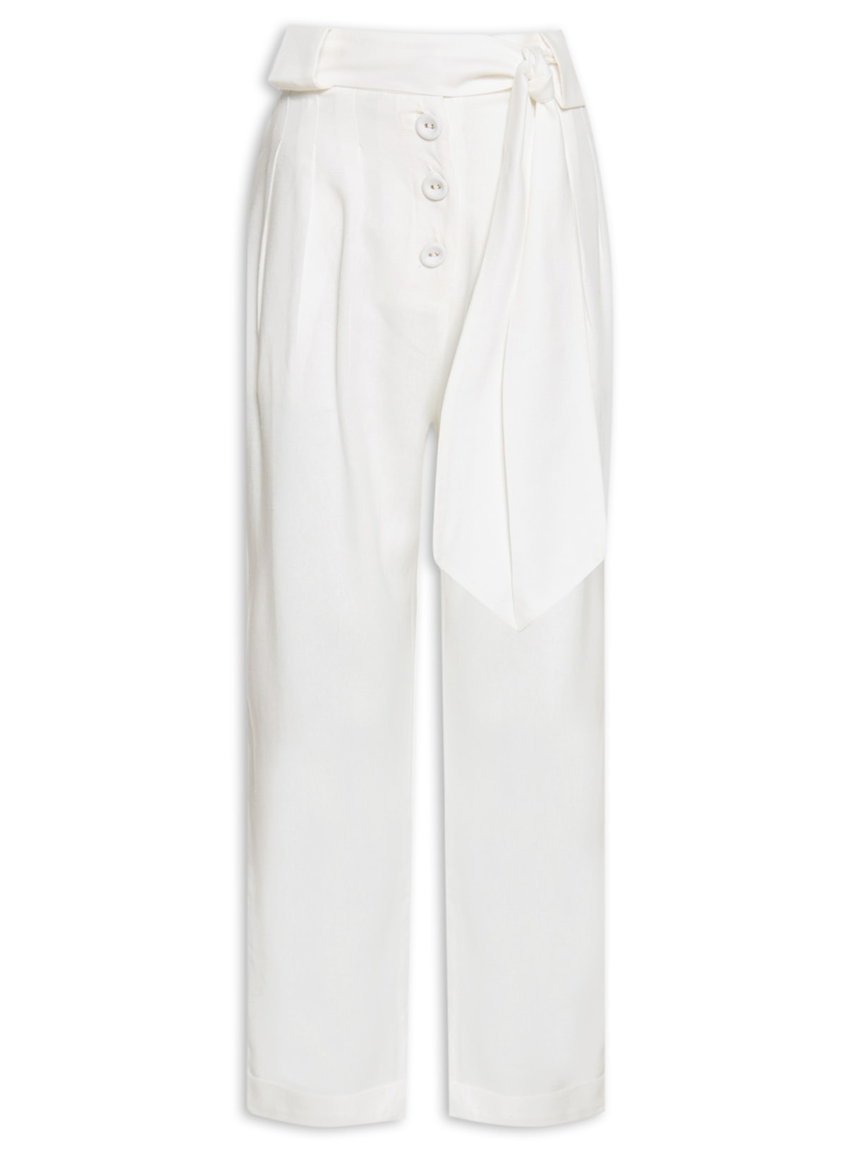 Calça Feminina Faixa Botões - Branco
