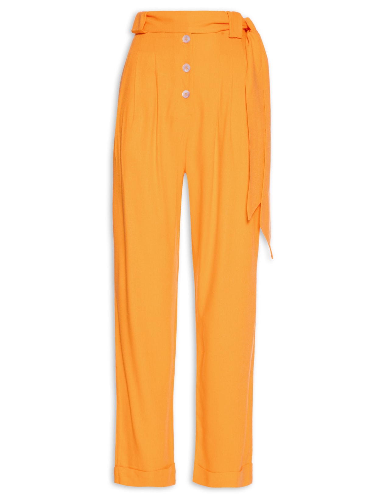 Calça Feminina Faixa Botões - Laranja