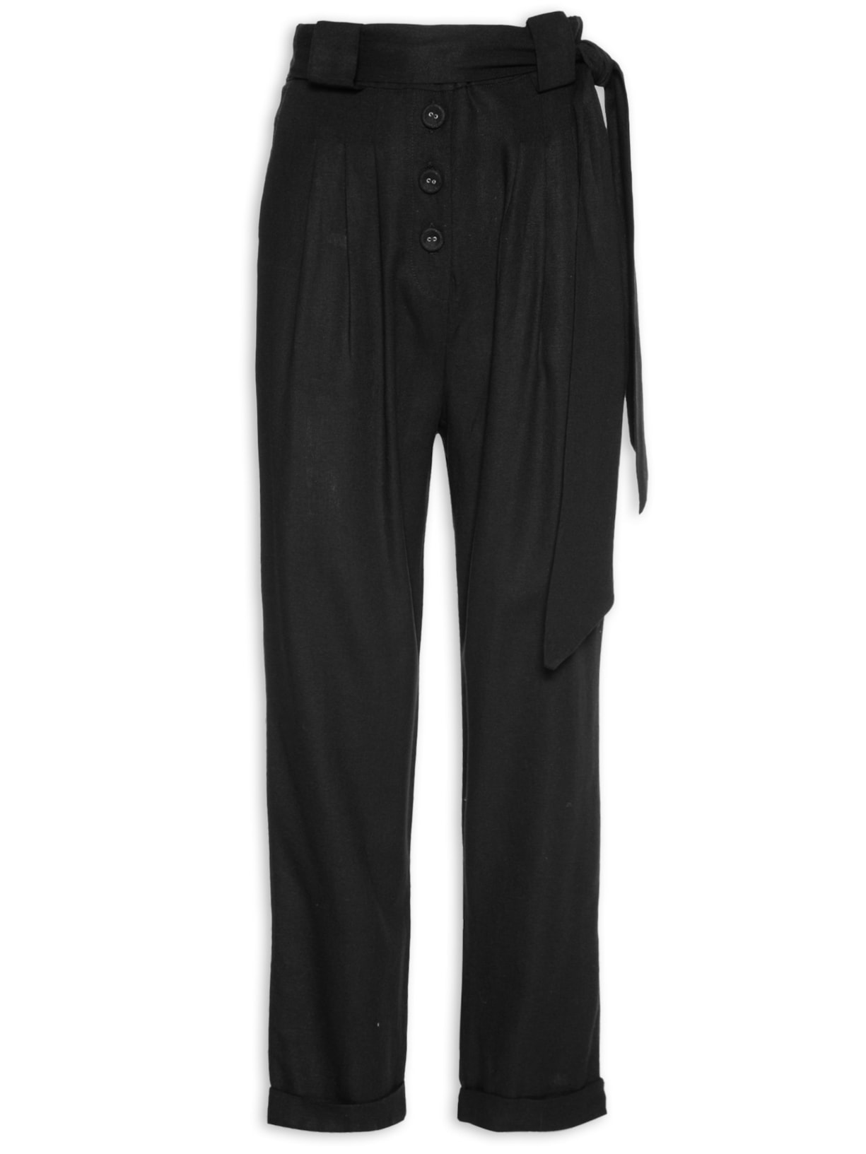 Calça Feminina Faixa Botões - Preto
