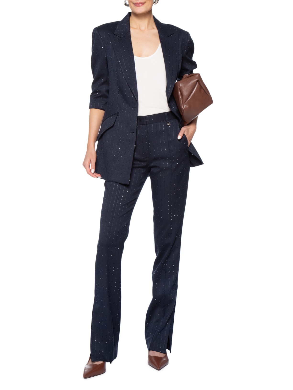 Calça Feminina Fenda Helena Azul Bo.bô + Helena Barbero