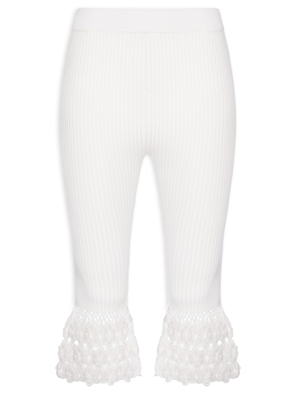 Calça Feminina Fine Cotton Rib Crochet Off White Ganni