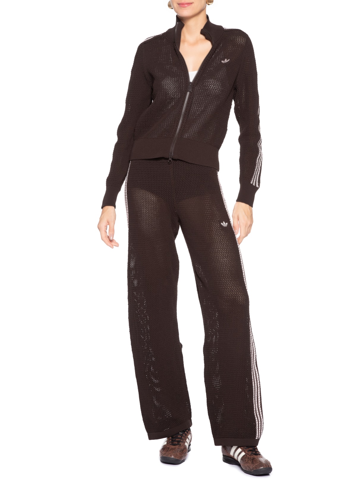 Calça Feminina Firebird Crochet Marrom Adidas Originals