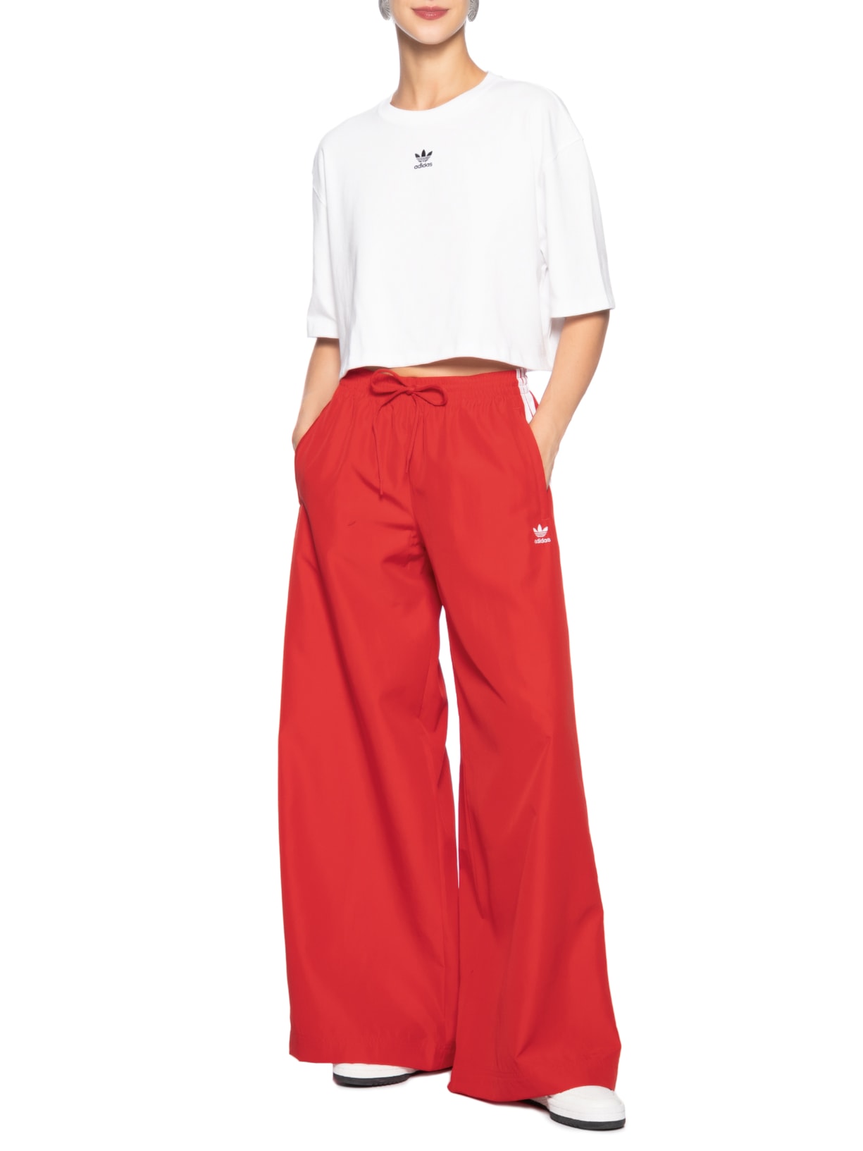 Calça Feminina Firebird Oversized Tp Vermelho Adidas Originals