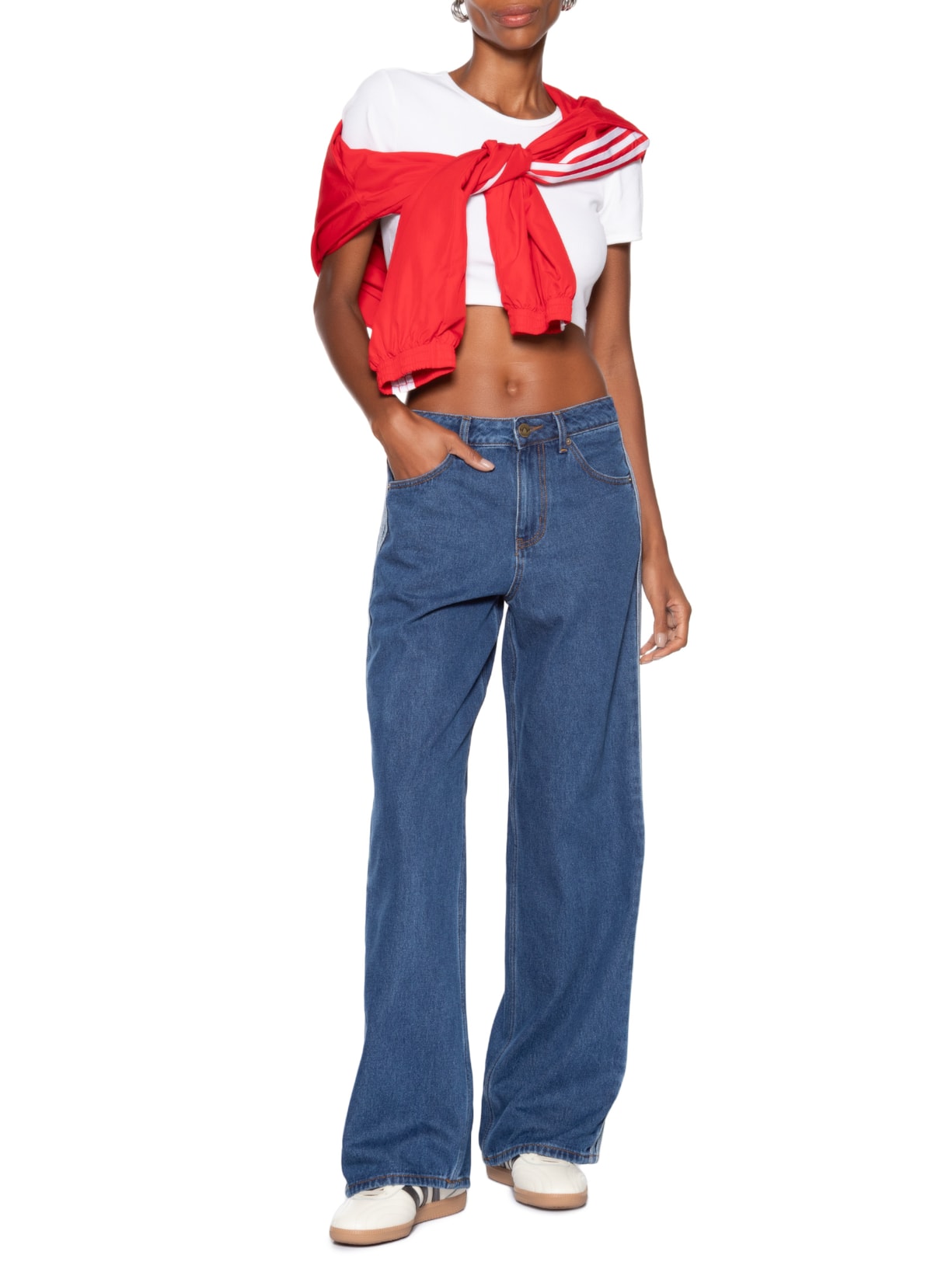 Calça Feminina Firebird Tp Denim Azul Adidas Originals