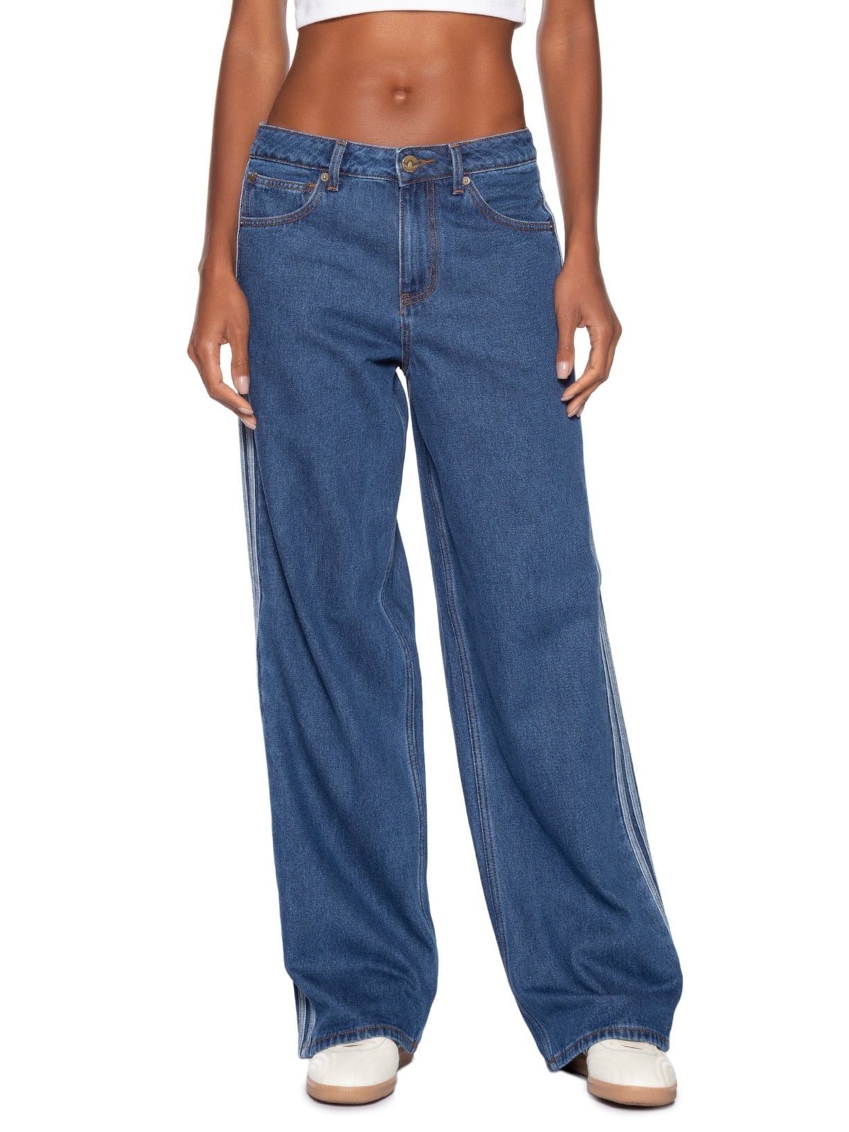 Calça Feminina Firebird Tp Denim Azul Adidas Originals