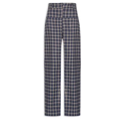 Calça Feminina Flanela Xadrez - Azul