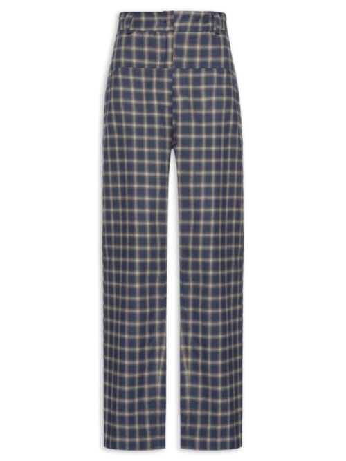 Calça Feminina Flanela Xadrez - Azul