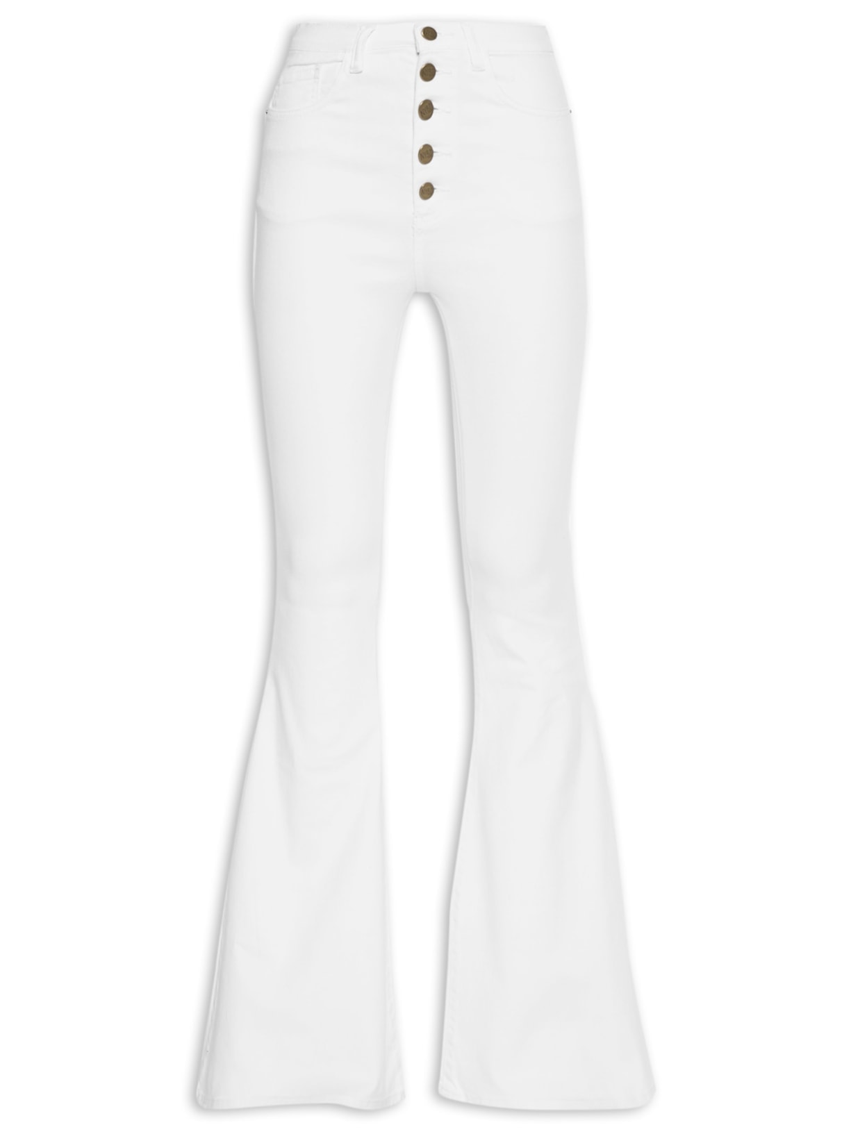 Calça Feminina Flare 5 Botões Sarja - Branco