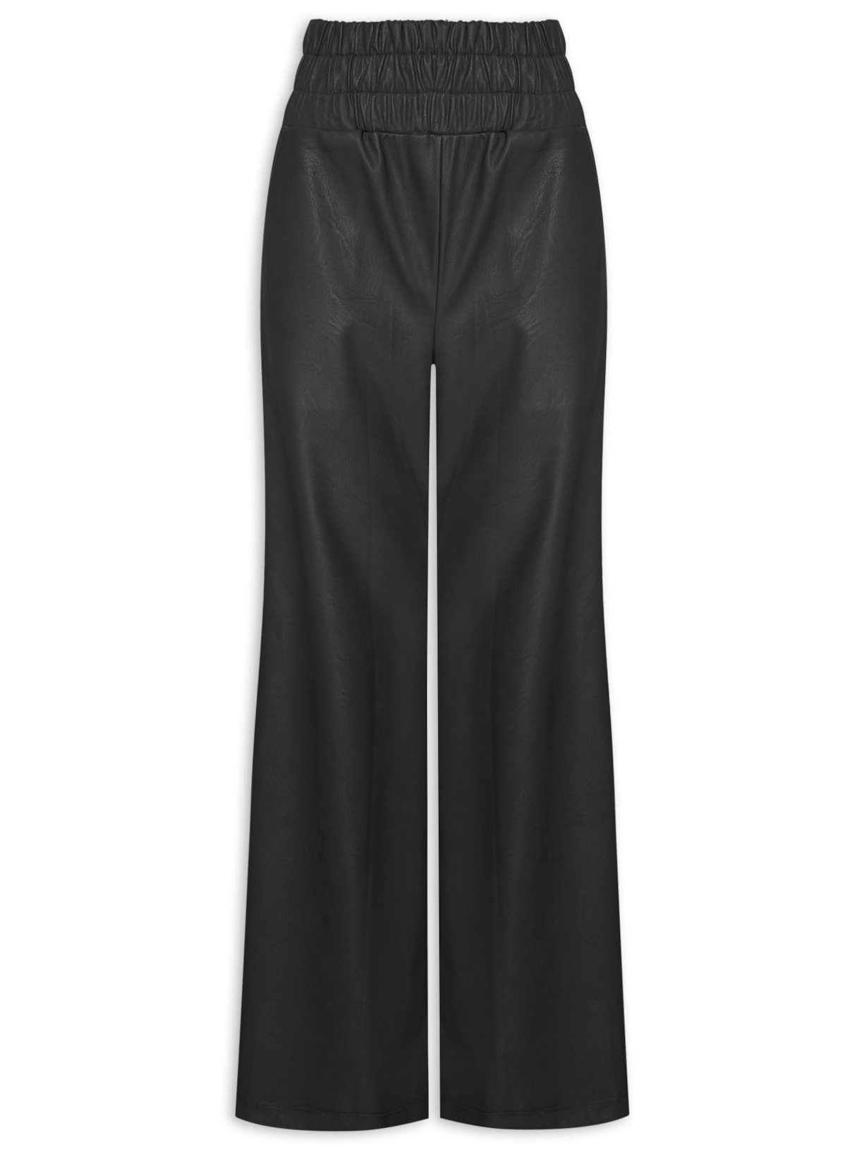 Calça Feminina Flare Com Cós Alto Em Elástico - Preto