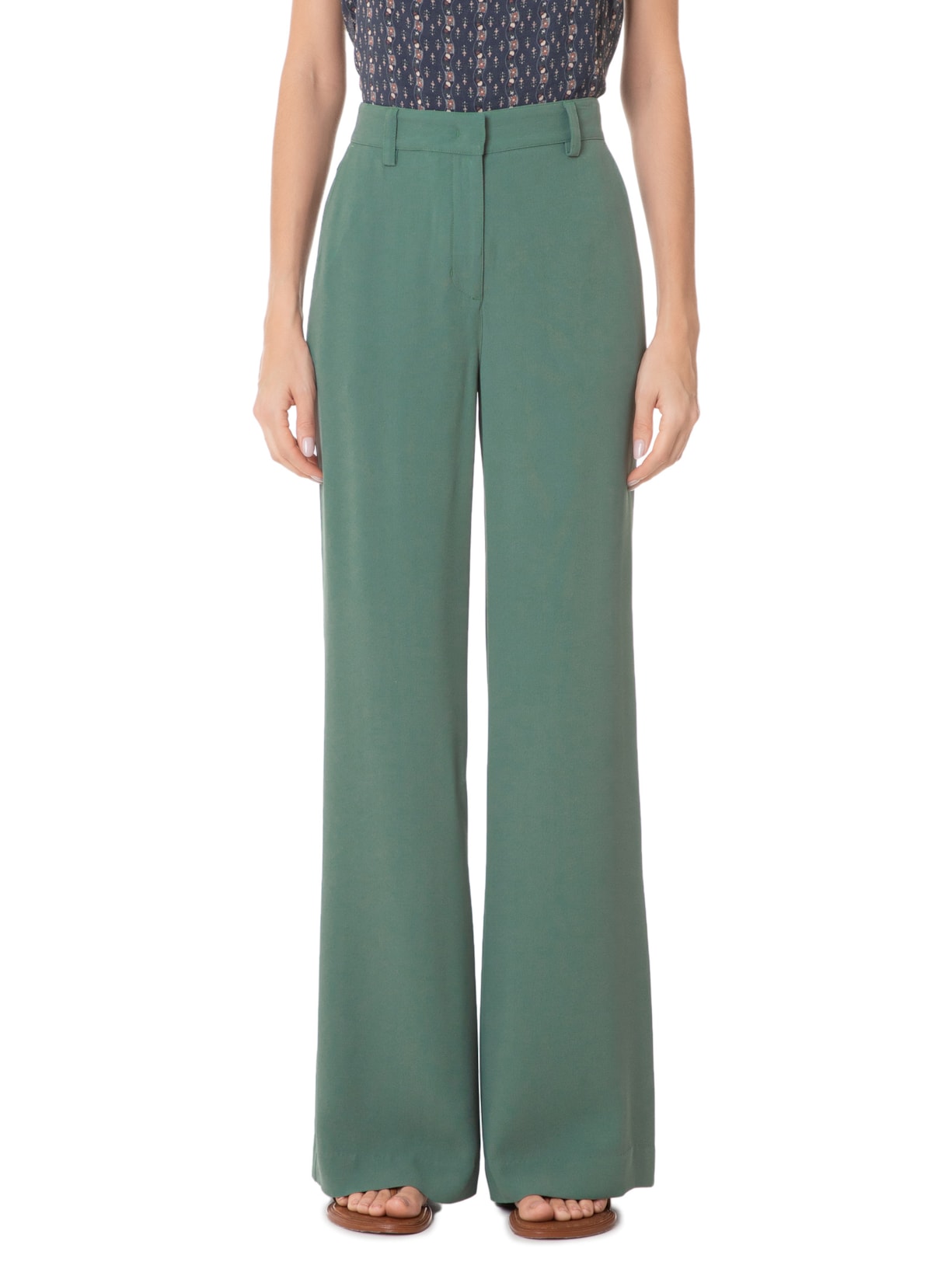 Calça Feminina Flare Crepe Verde Maria Filó