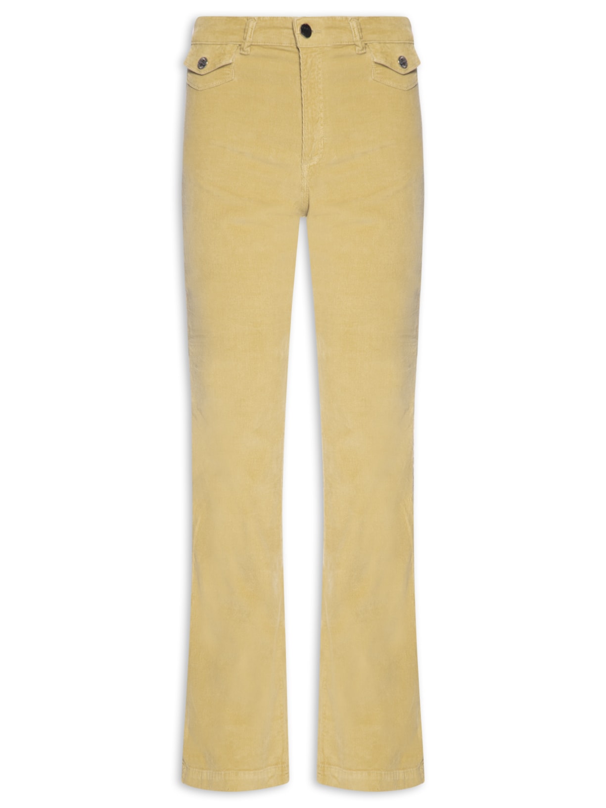 Calça Feminina Flare De Veludo Bolso Bege Animale