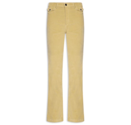 Calça Feminina Flare De Veludo Bolso - Bege