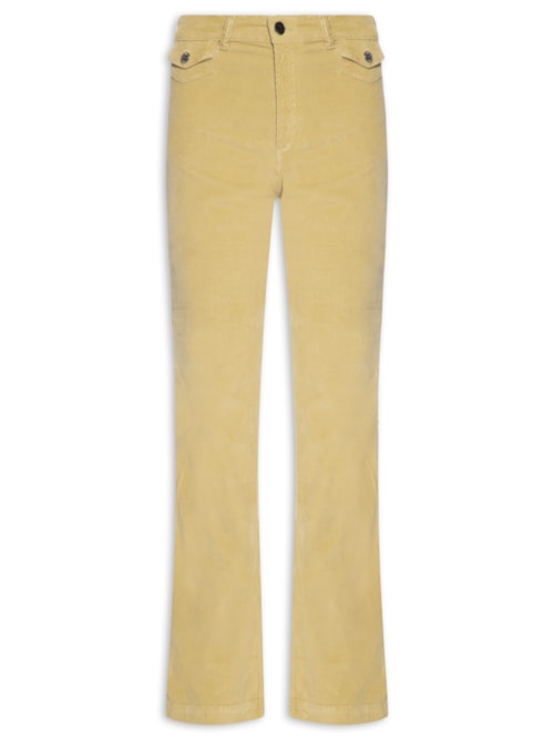Calça Feminina Flare De Veludo Bolso - Bege