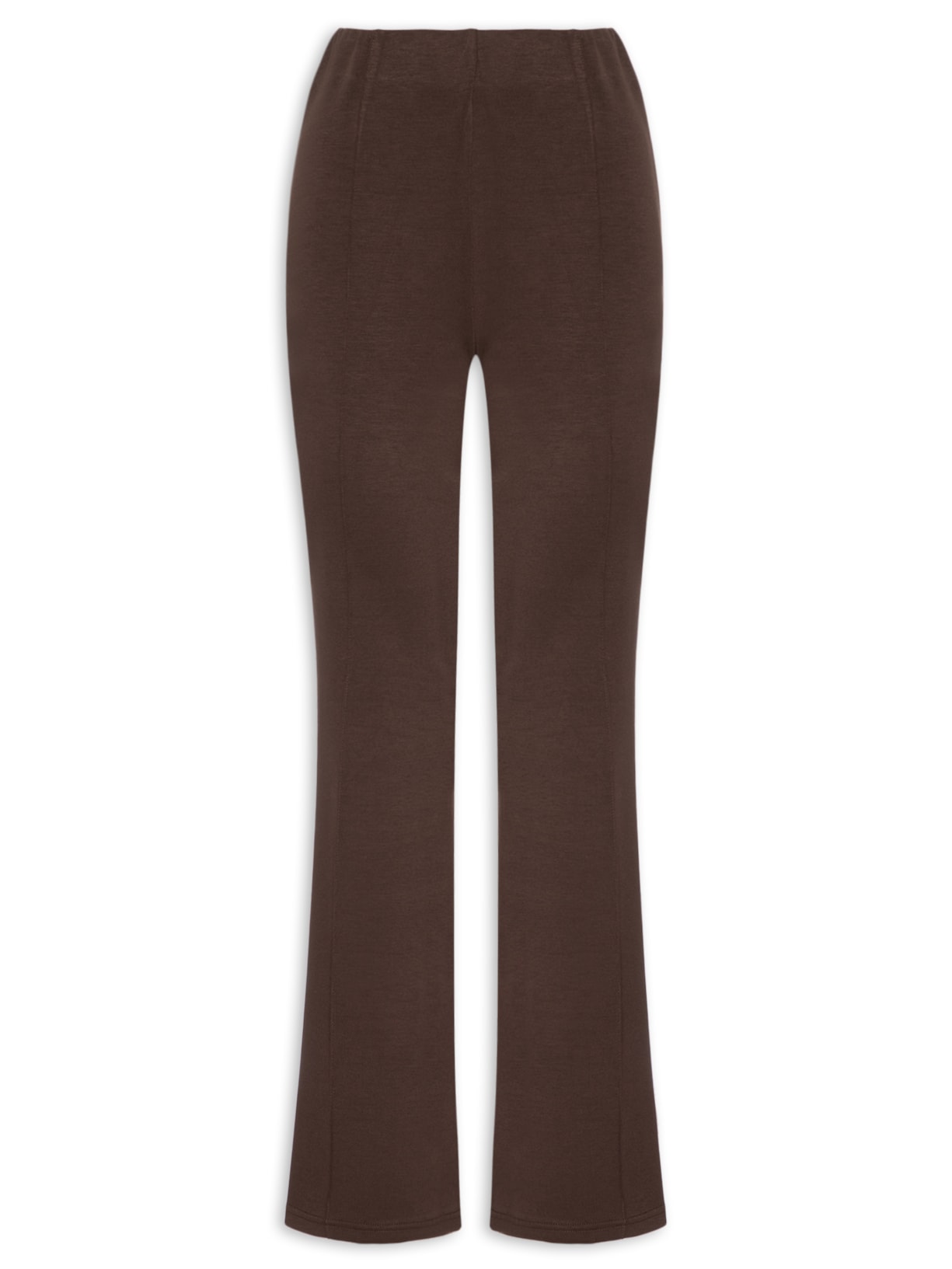 Calça Feminina Flare em Malha Marrom Basiq