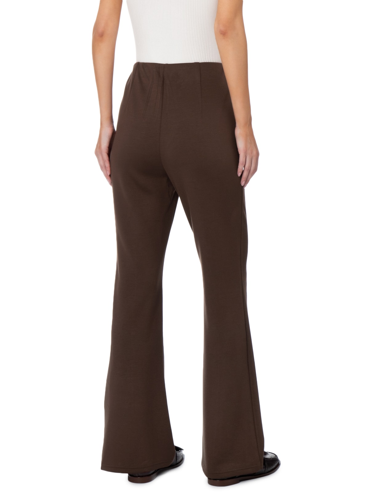 Calça Feminina Flare em Malha Marrom Basiq