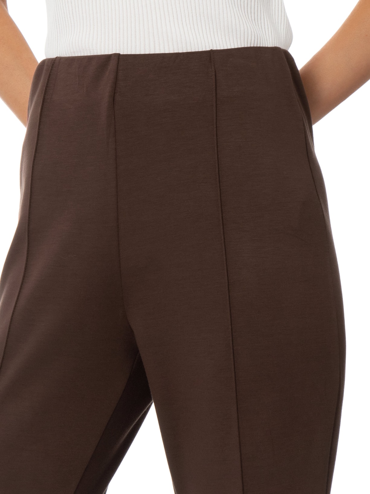 Calça Feminina Flare em Malha Marrom Basiq