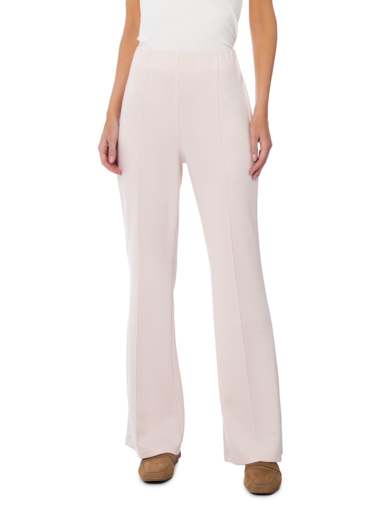 Calça Feminina Flare em Malha Rosa Basiq
