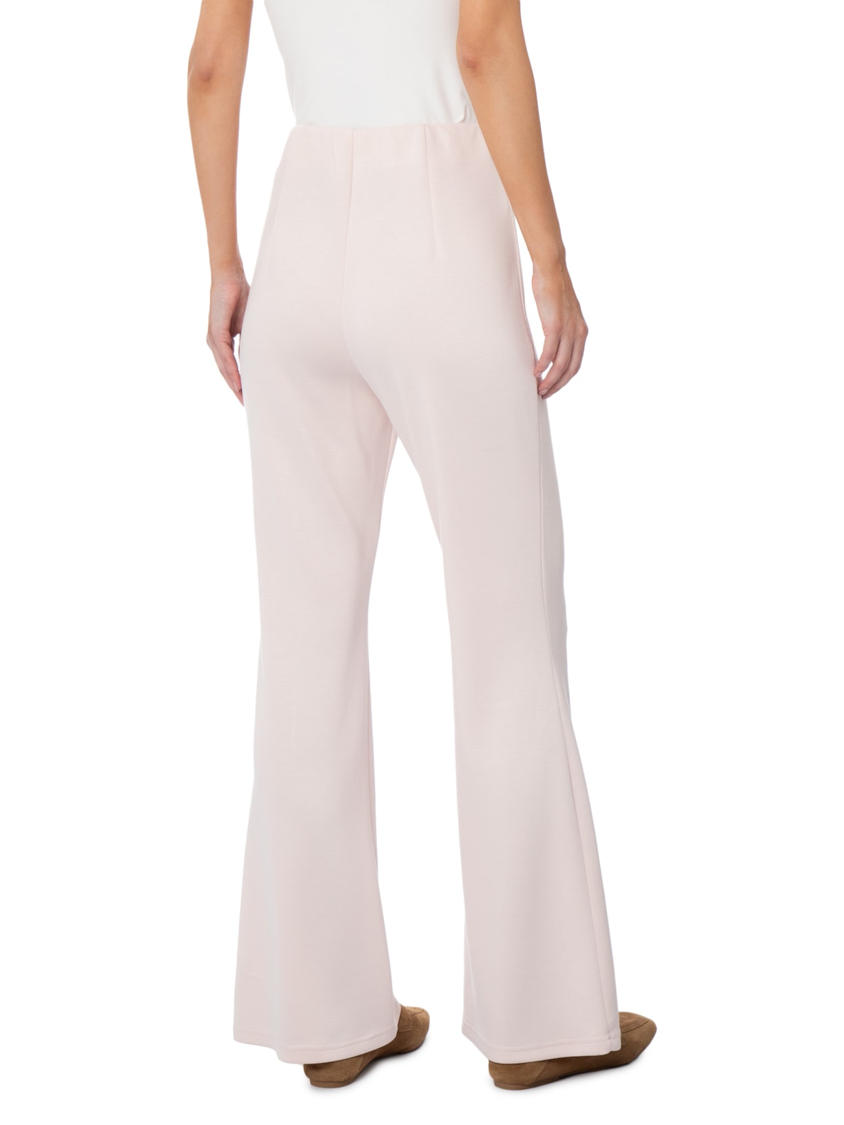 Calça Feminina Flare em Malha Rosa Basiq