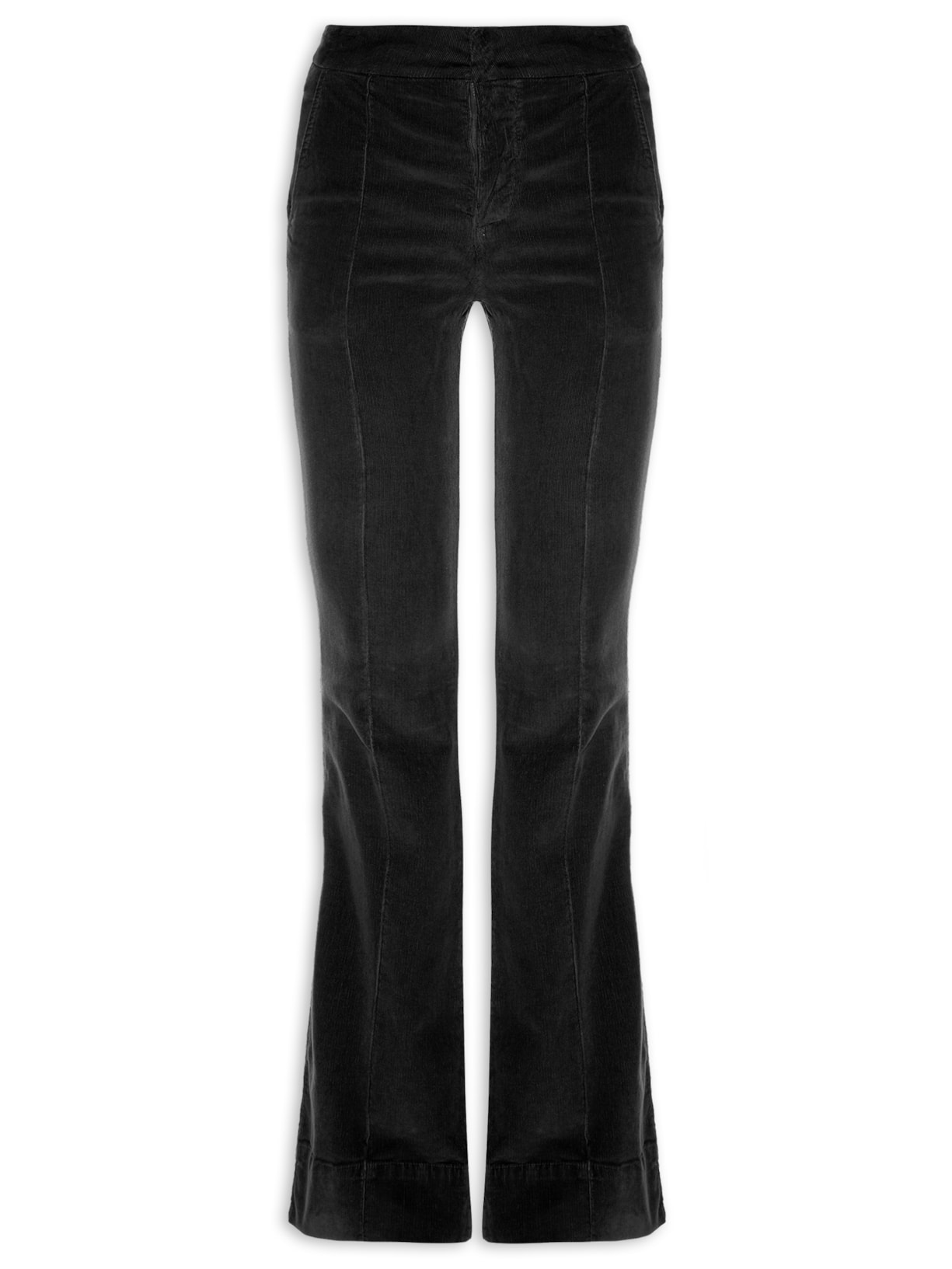 Calça Feminina Flare Nervura Cotelê - Preto