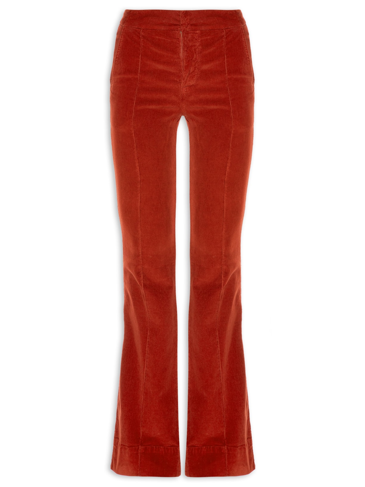 Calça Feminina Flare Nervura Cotelê - Vermelho