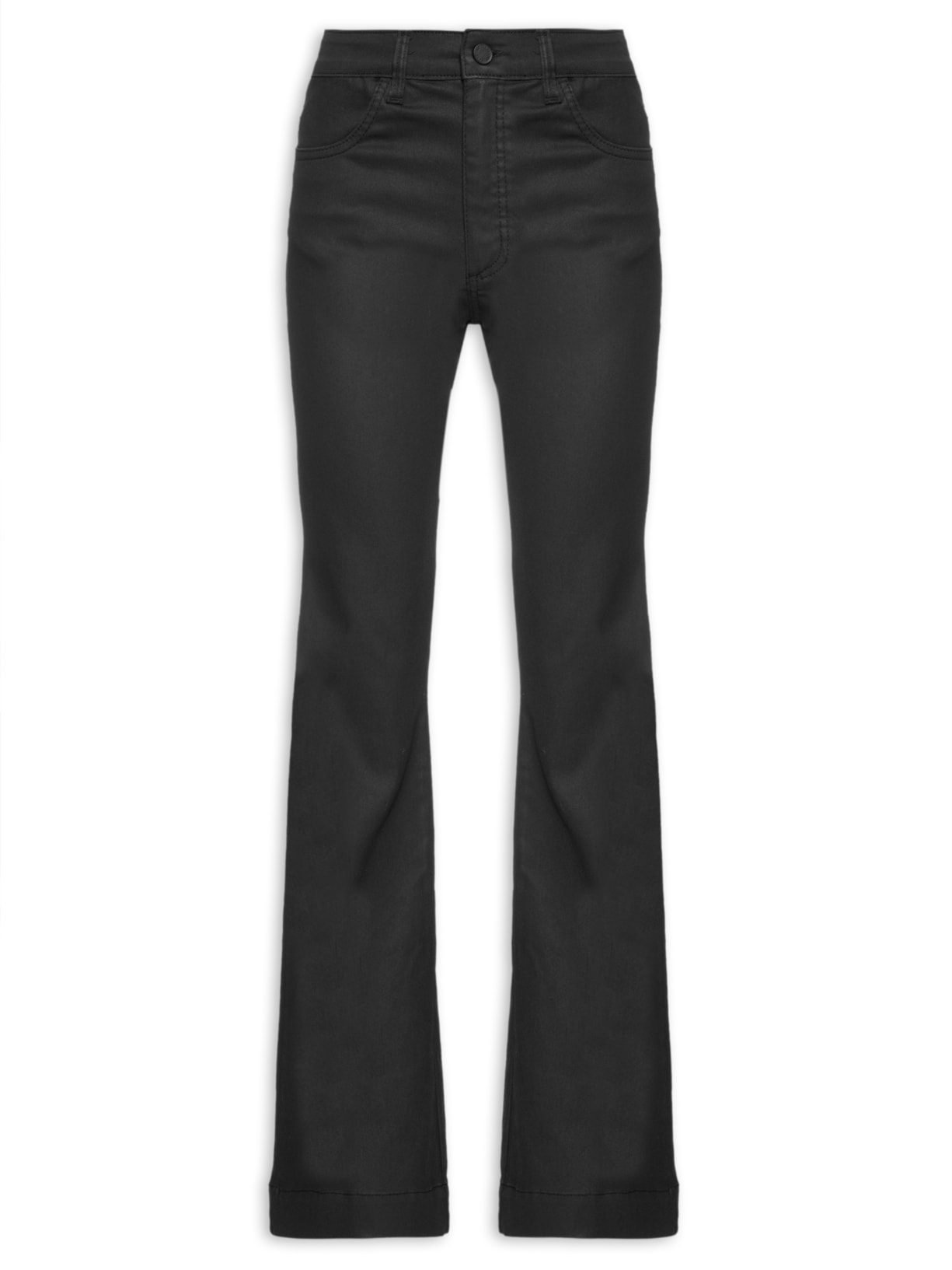 Calça Feminina Flare Sarja Resinada - Preto