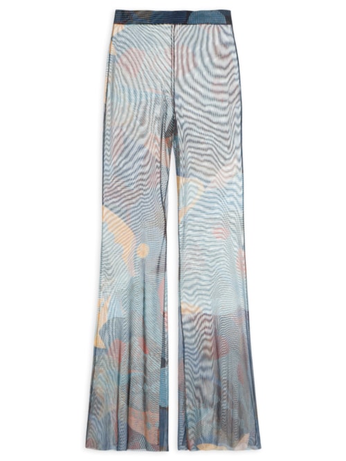 Calça Feminina Flare Tule Folhagem - Azul