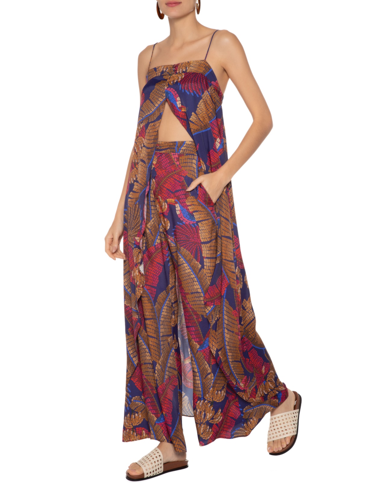 Calça Feminina Floresta Mosaico Azul Farm