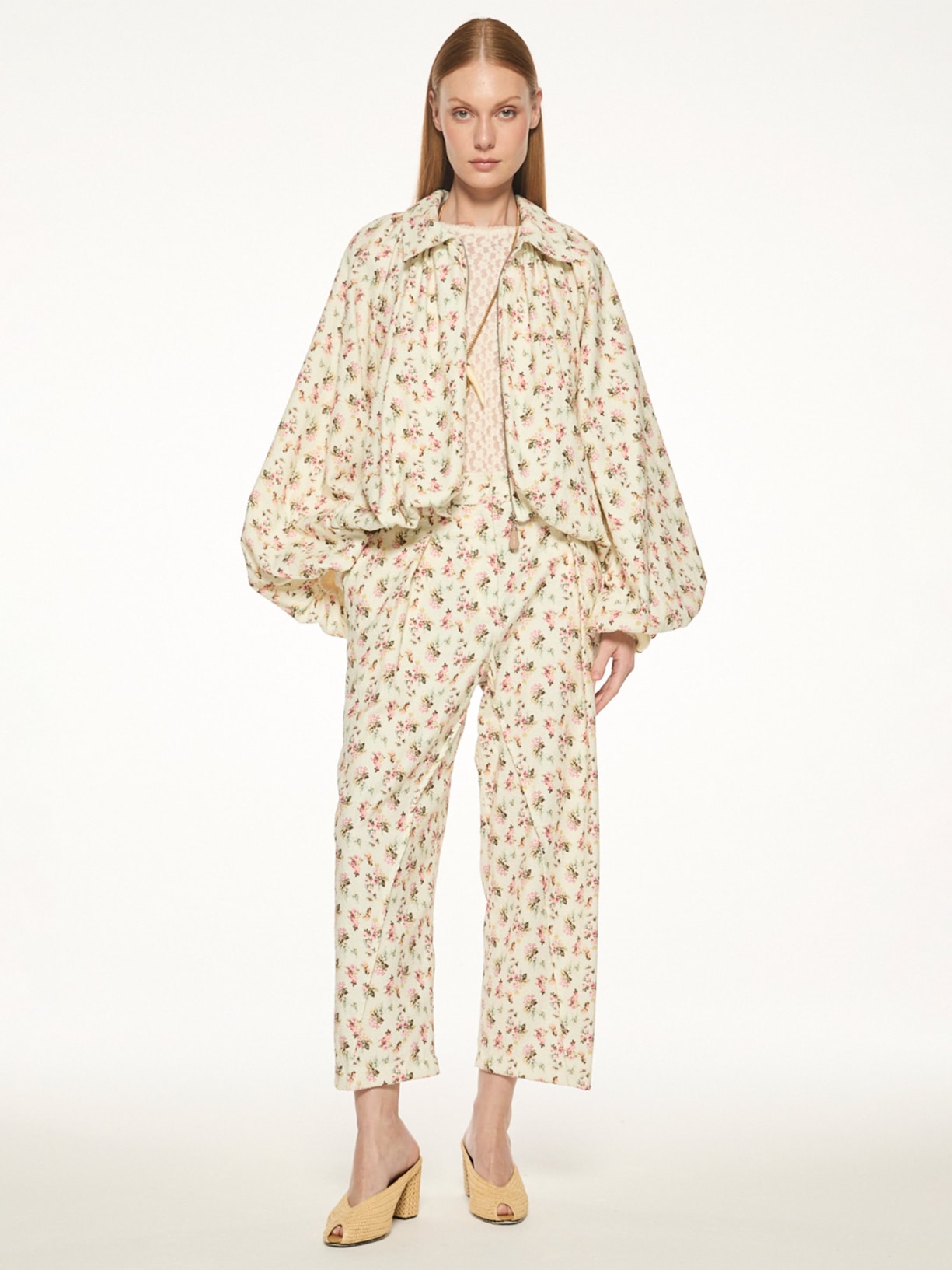 Calça Feminina  Flowers V27 Off White Mixed