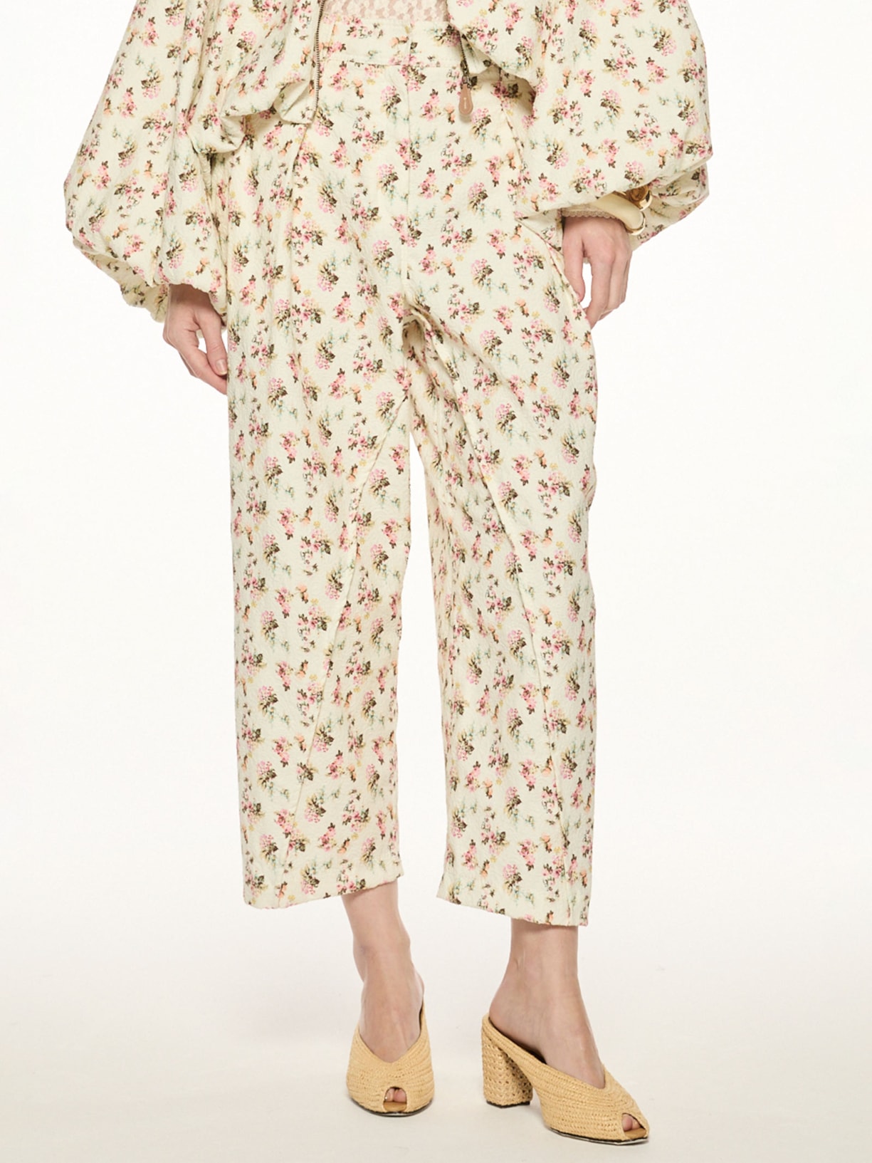 Calça Feminina  Flowers V27 Off White Mixed