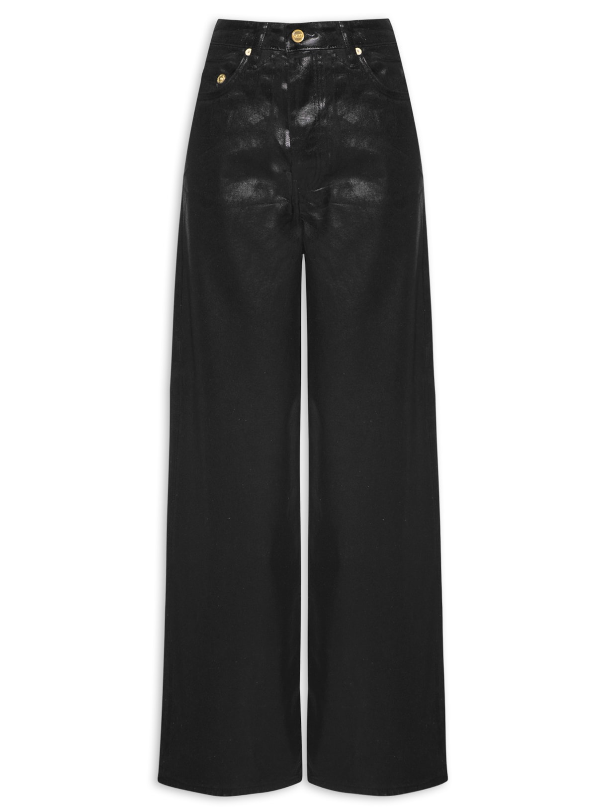 Calça Feminina Foil Denim Wide Jeans - Preto