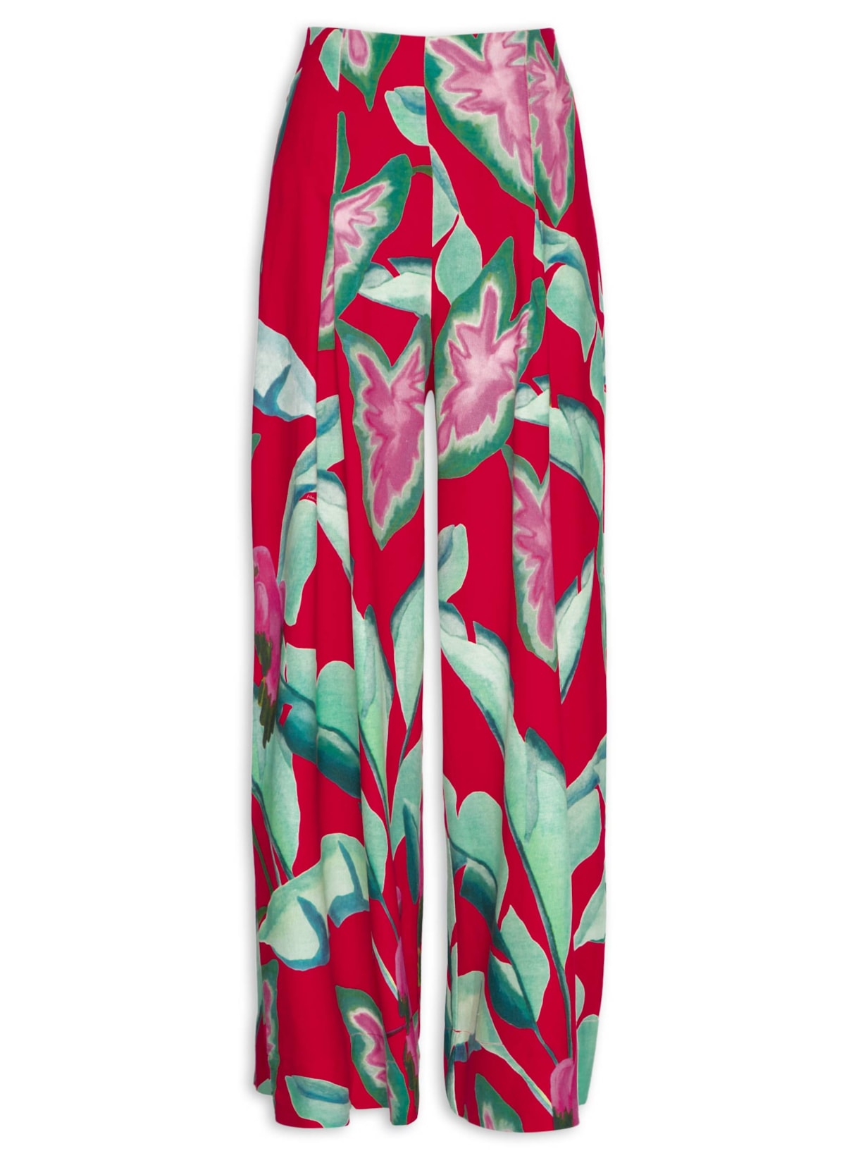 Calça Feminina Folhagem De Verão - Vermelho