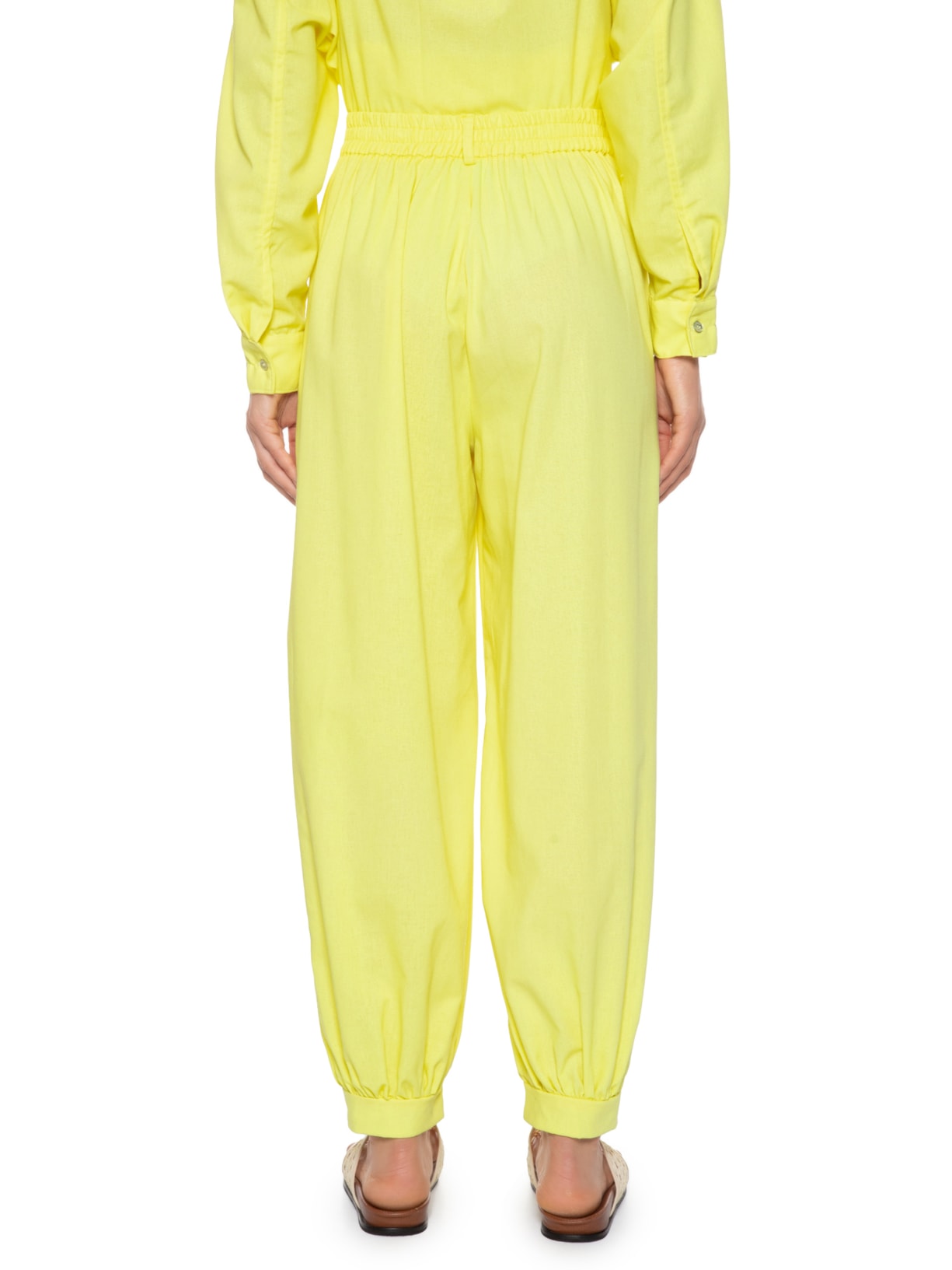 Calça Feminina Franzida Barra Amarelo Farm