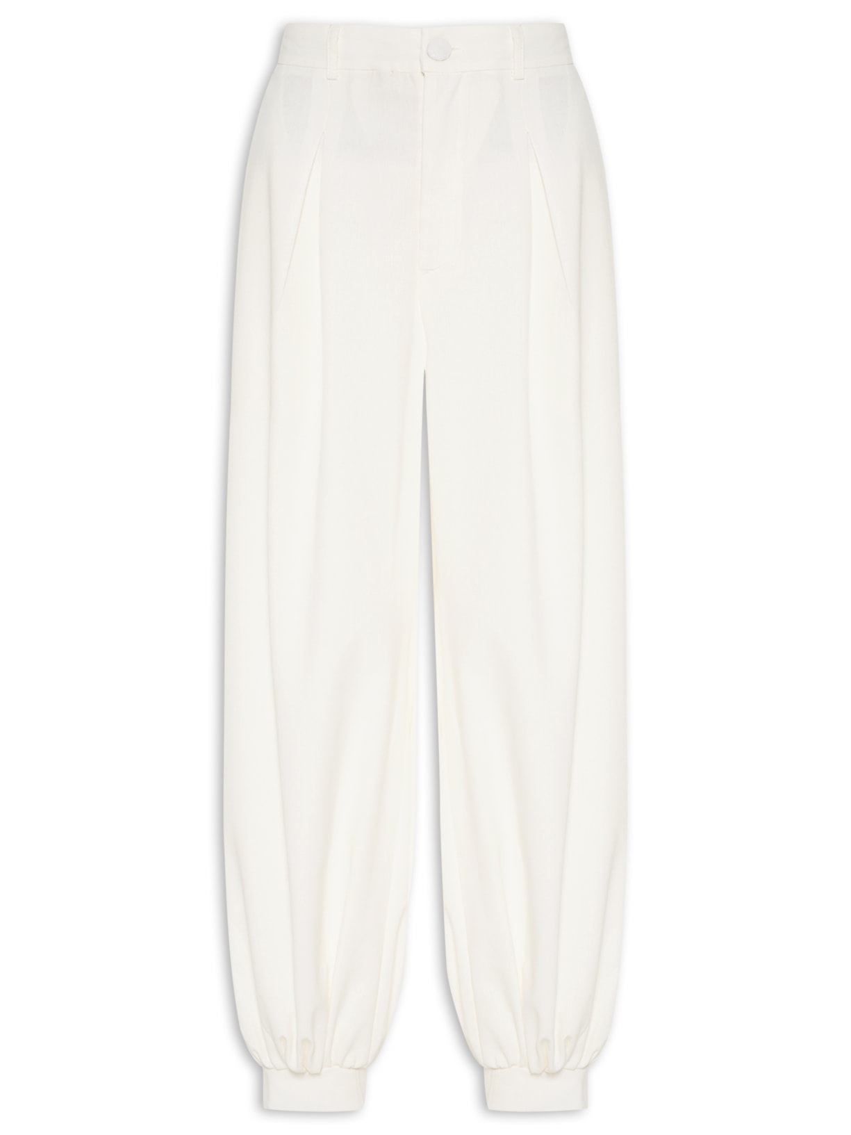 Calça Feminina Franzida Barra - Off White