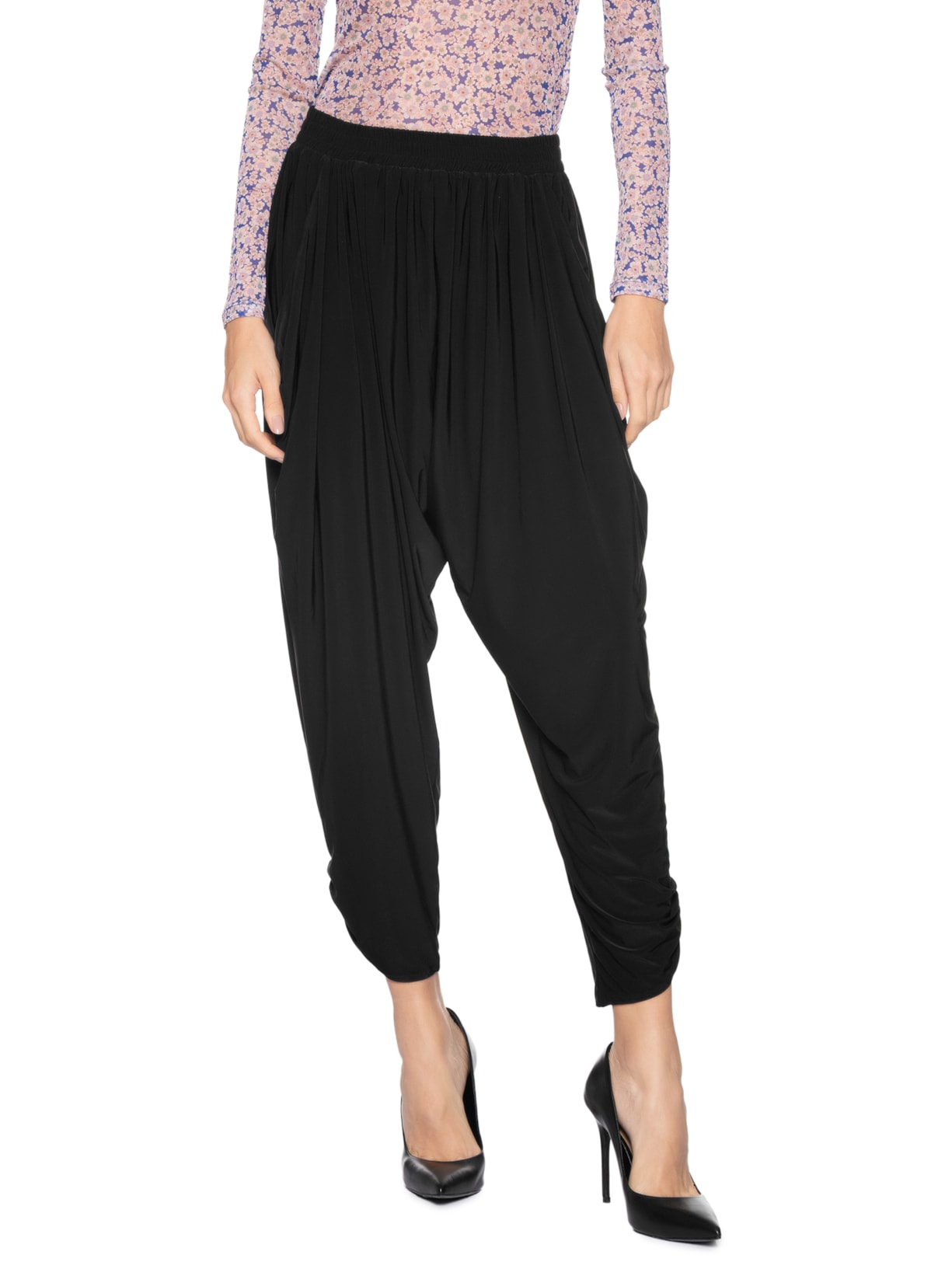 Calça Feminina Franzida Jersey Preto Animale