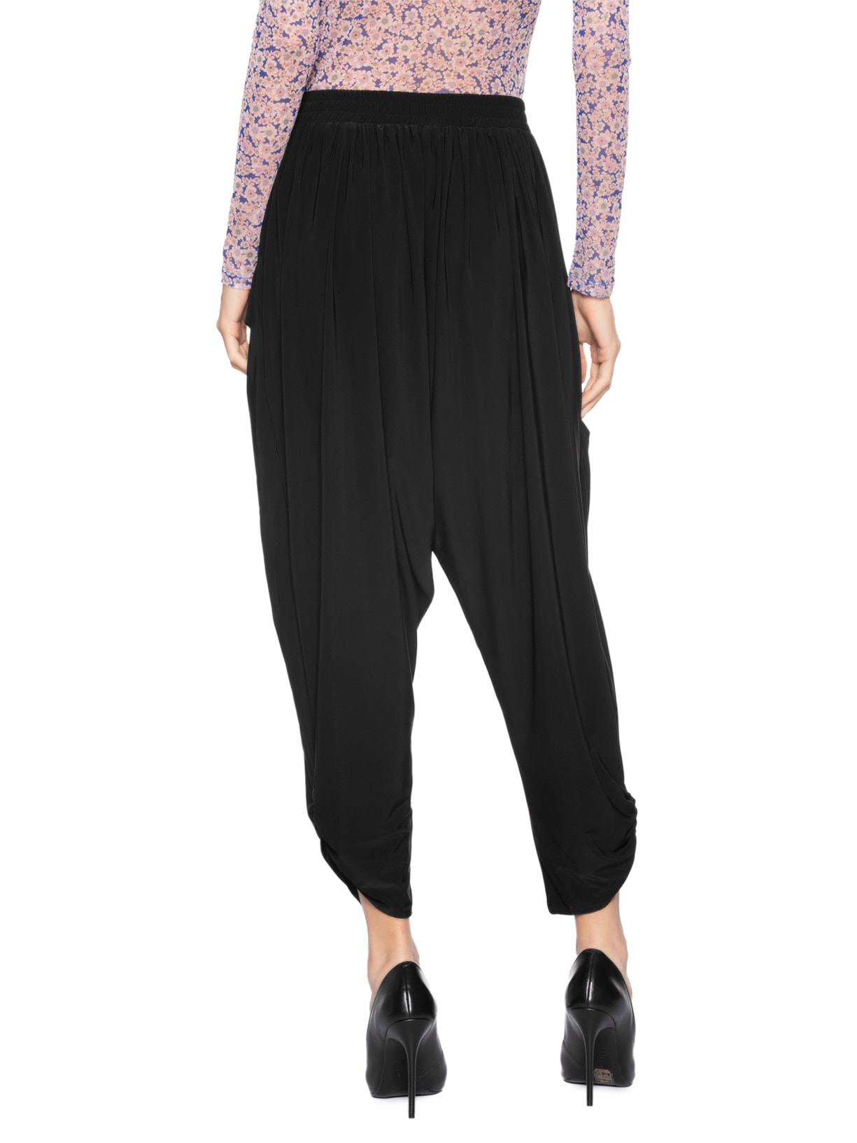 Calça Feminina Franzida Jersey Preto Animale